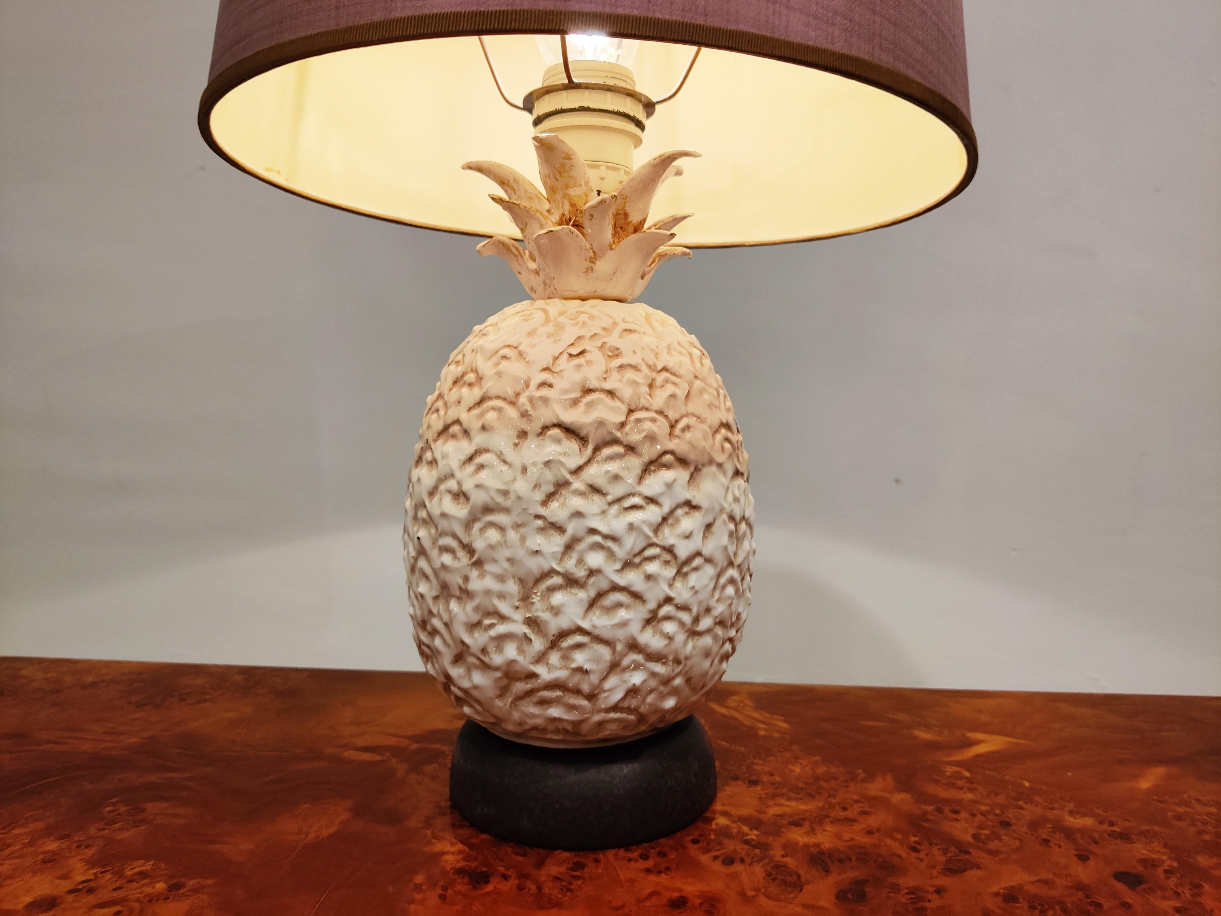 Pair of Ceramic Pineapple Table Lamps, Italy, 1960s 1