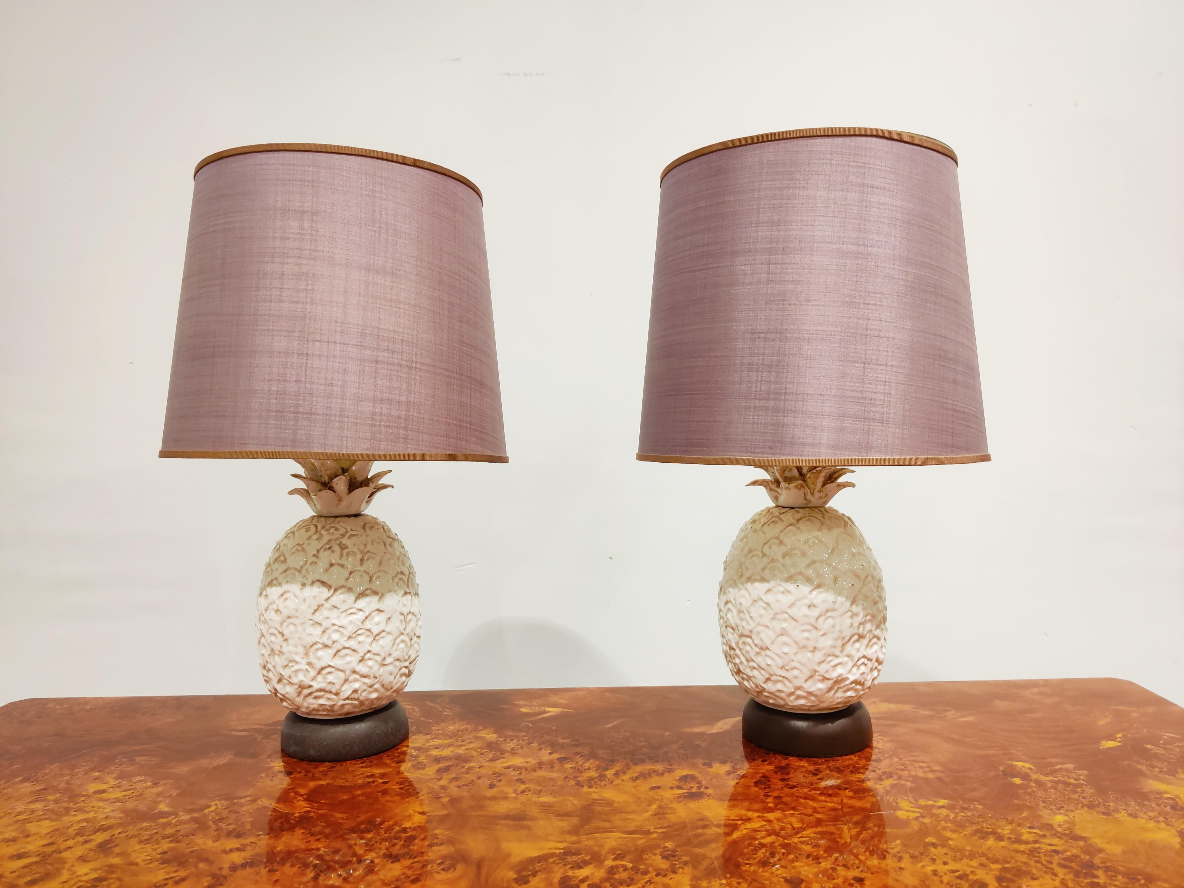 Pair of Ceramic Pineapple Table Lamps, Italy, 1960s 2