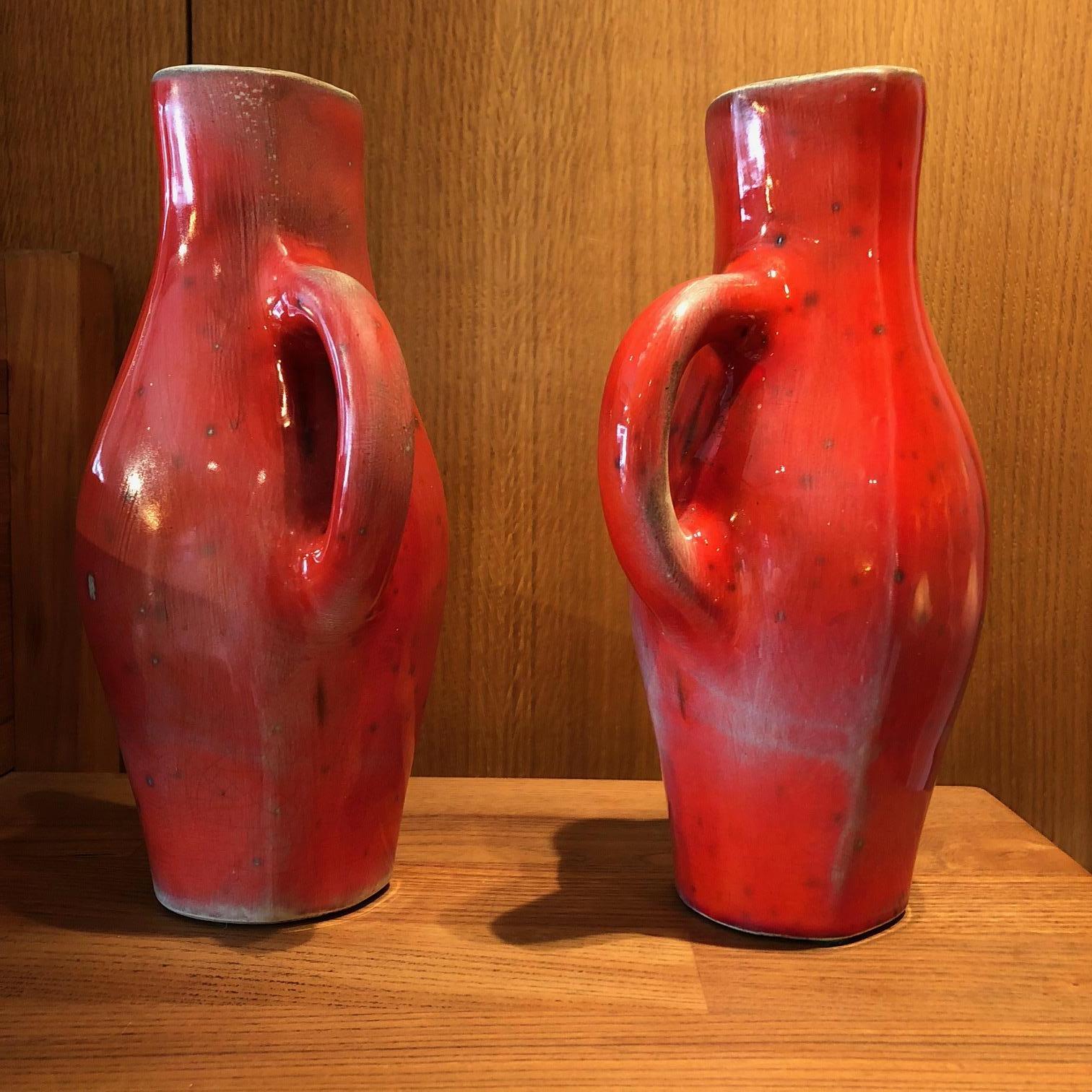 French Pair of ceramic pitchers by Georges Jouve