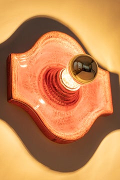 Set di 3 luci da parete Sputnik in ceramica rossa e arancione, Germania, anni '70