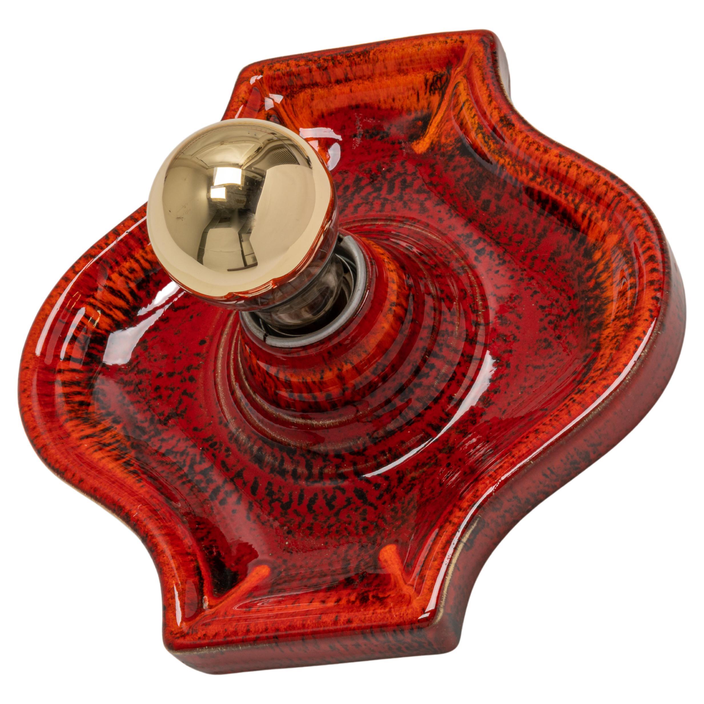 Reserved for Jessica/ 1 of 3 Ceramic Red and Orange Wall Lights, Germany, 1970s