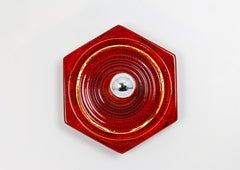 Pair of Ceramic Red and Orange Wall Lights, Germany, 1970s