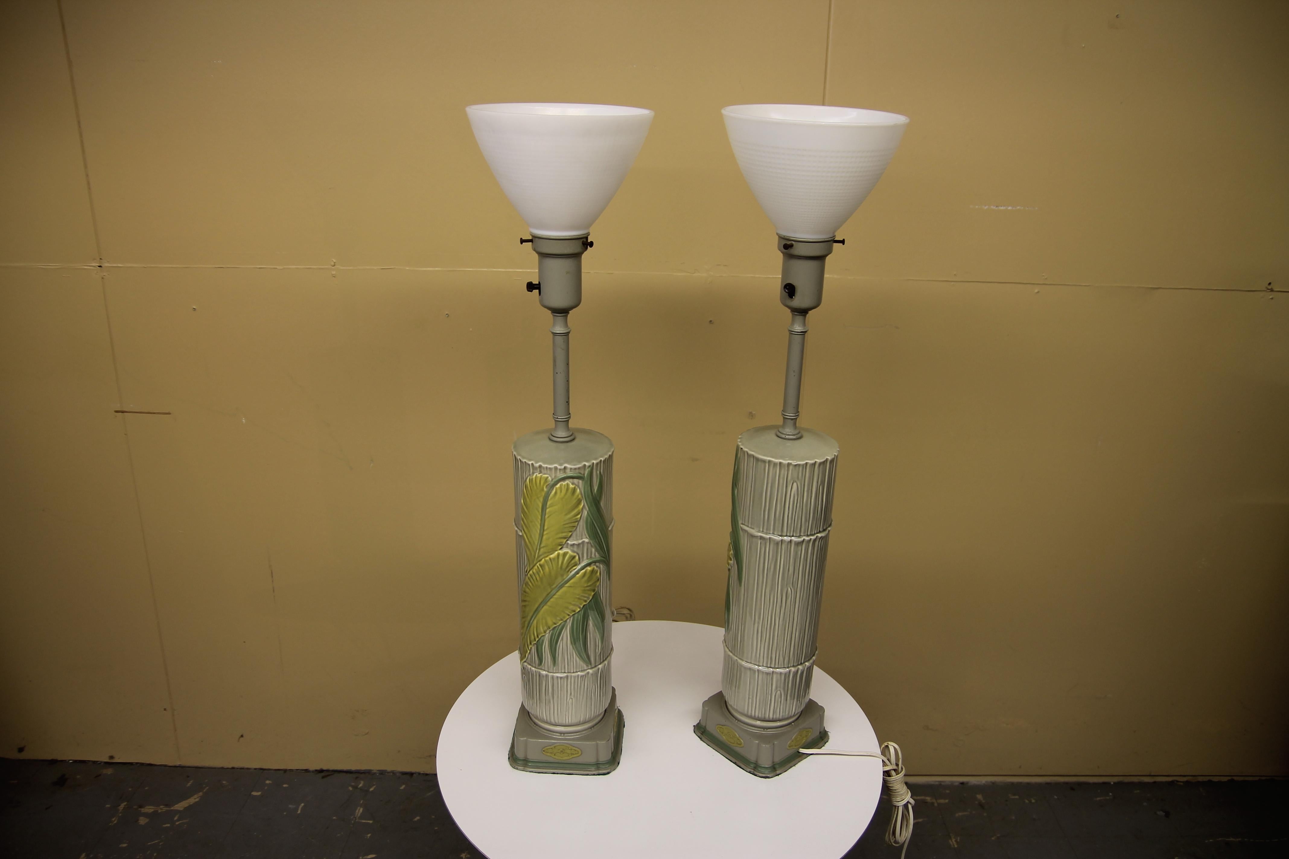 Pair of Ceramic Rembrandt Table Lamps In Good Condition In Asbury Park, NJ
