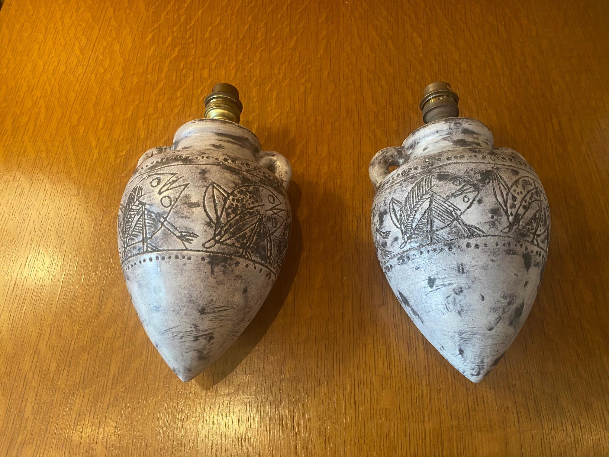 Pair of ceramic sconces by Jacques Blin, France, 1960s For Sale 1