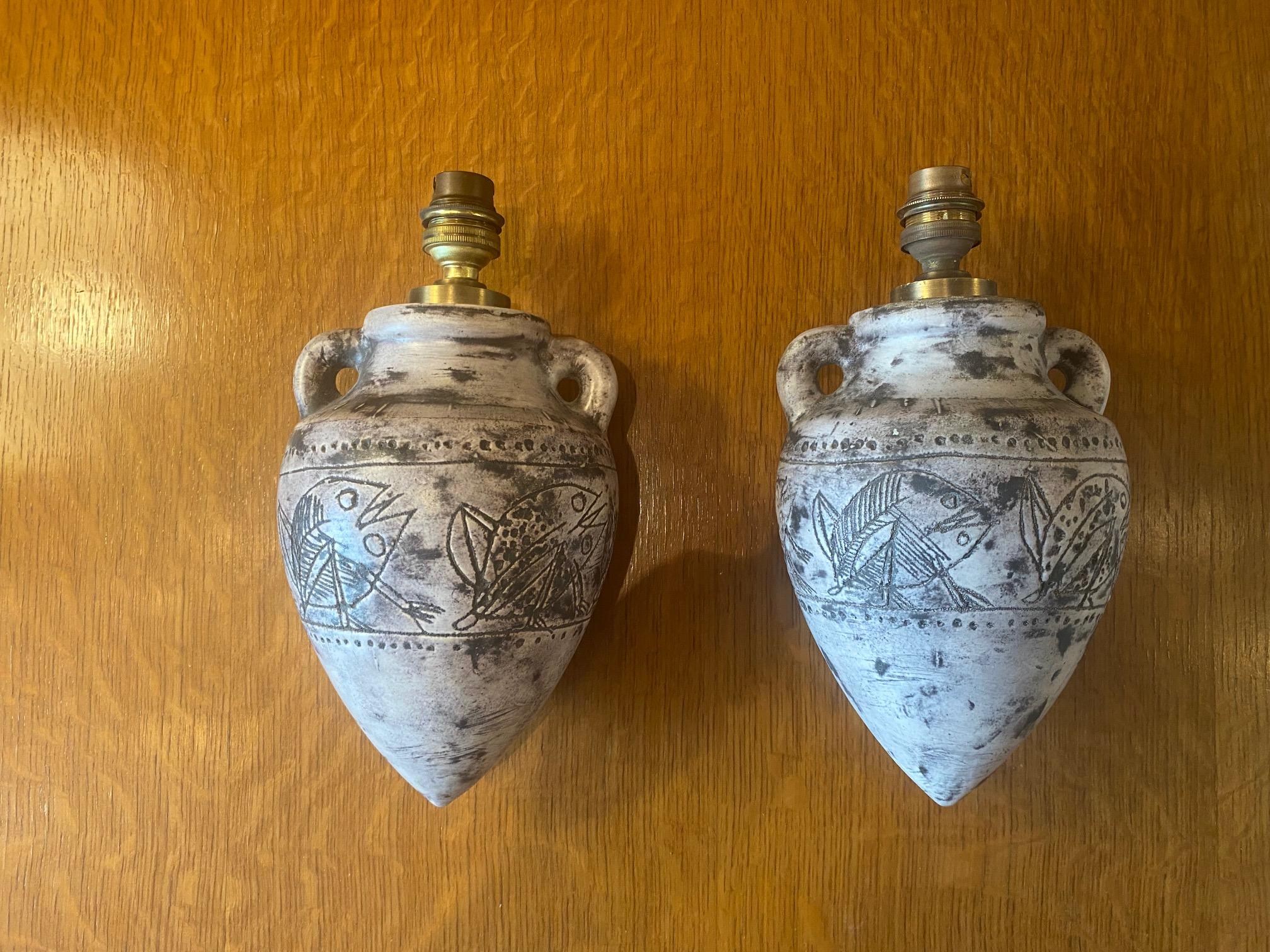 Pair of ceramic sconces by Jacques Blin, France, 1960s For Sale 2