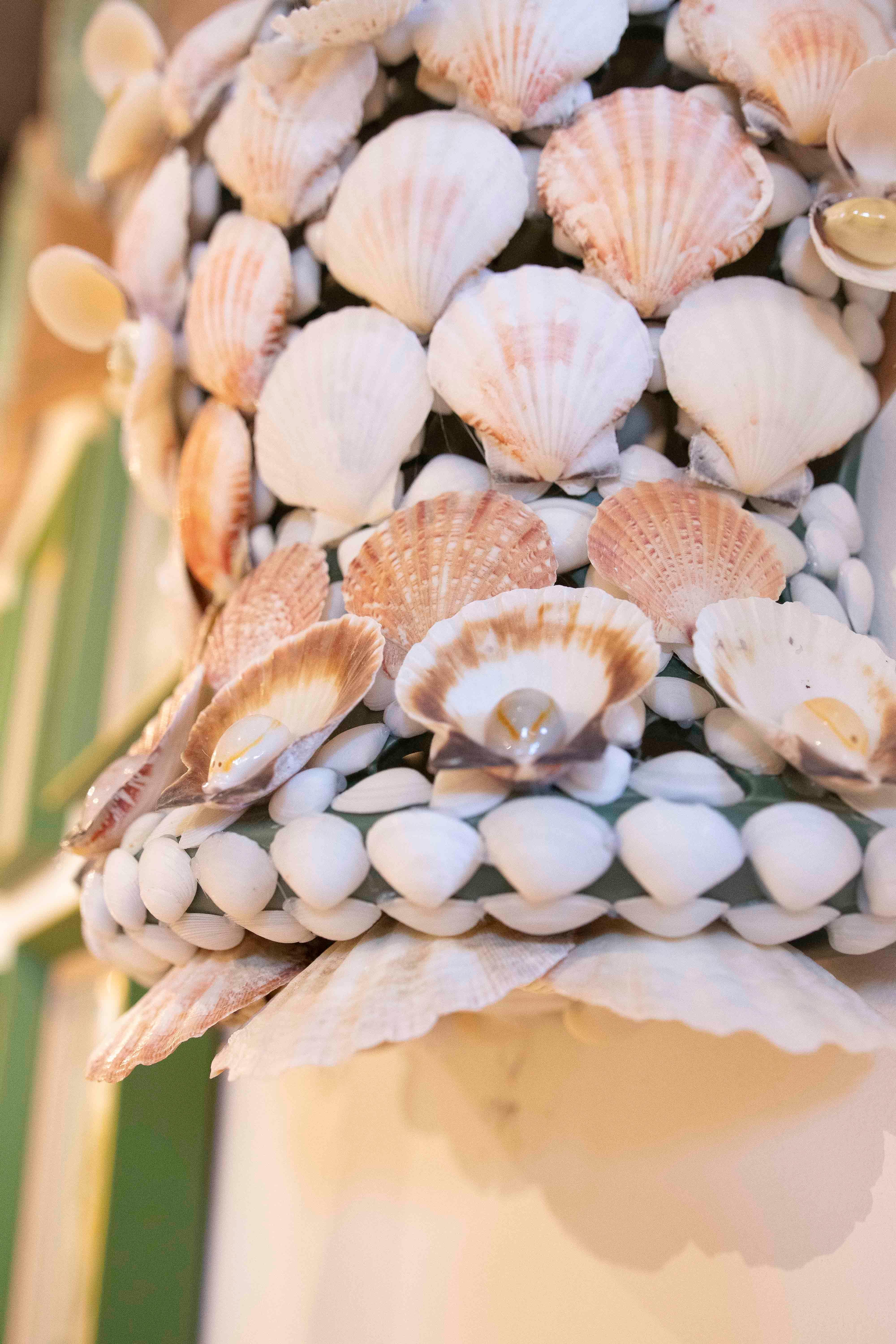 Pair of Ceramic Sconces Covered with Natural Shells For Sale 6