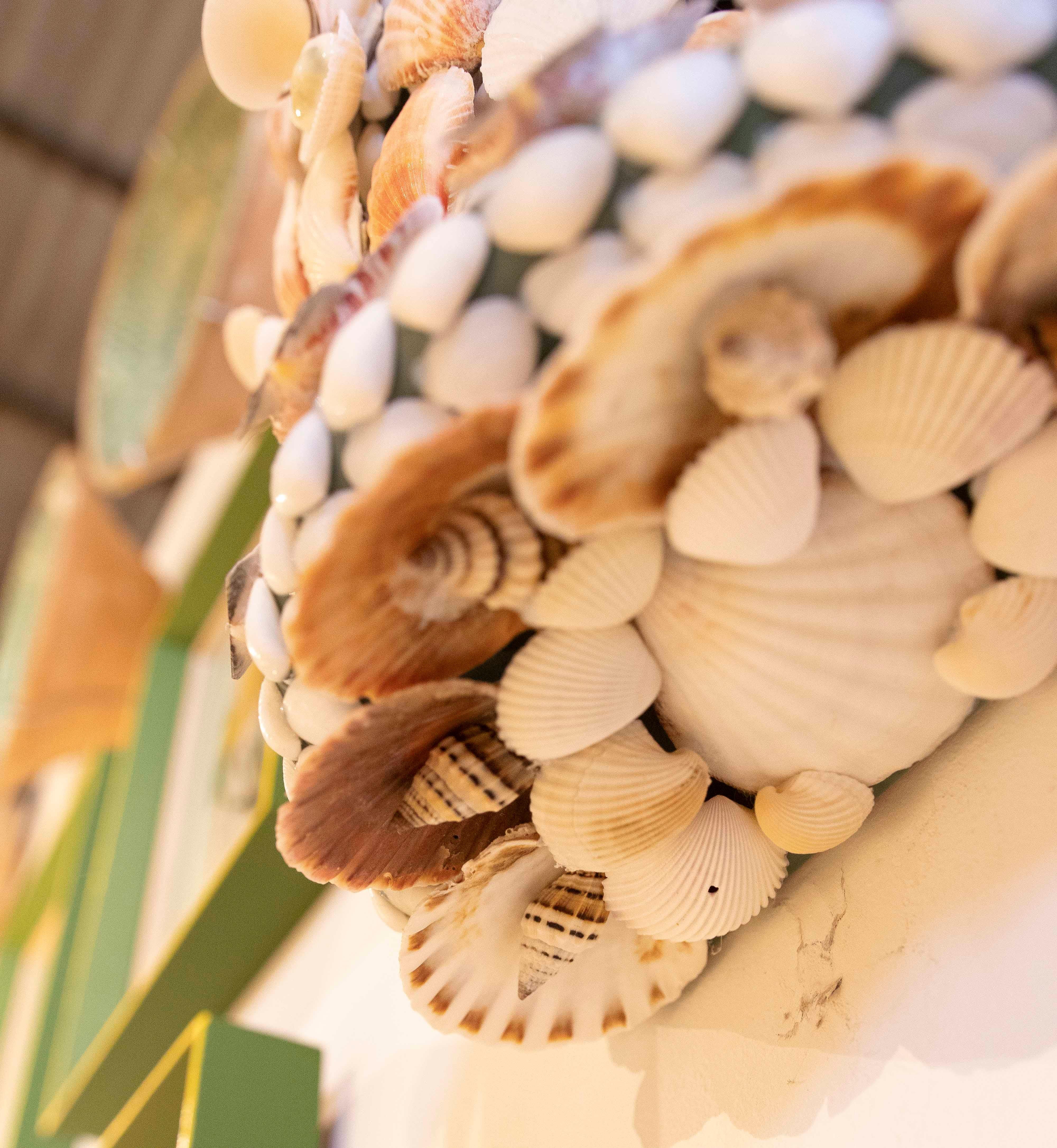 Pair of Ceramic Sconces Covered with Natural Shells For Sale 9