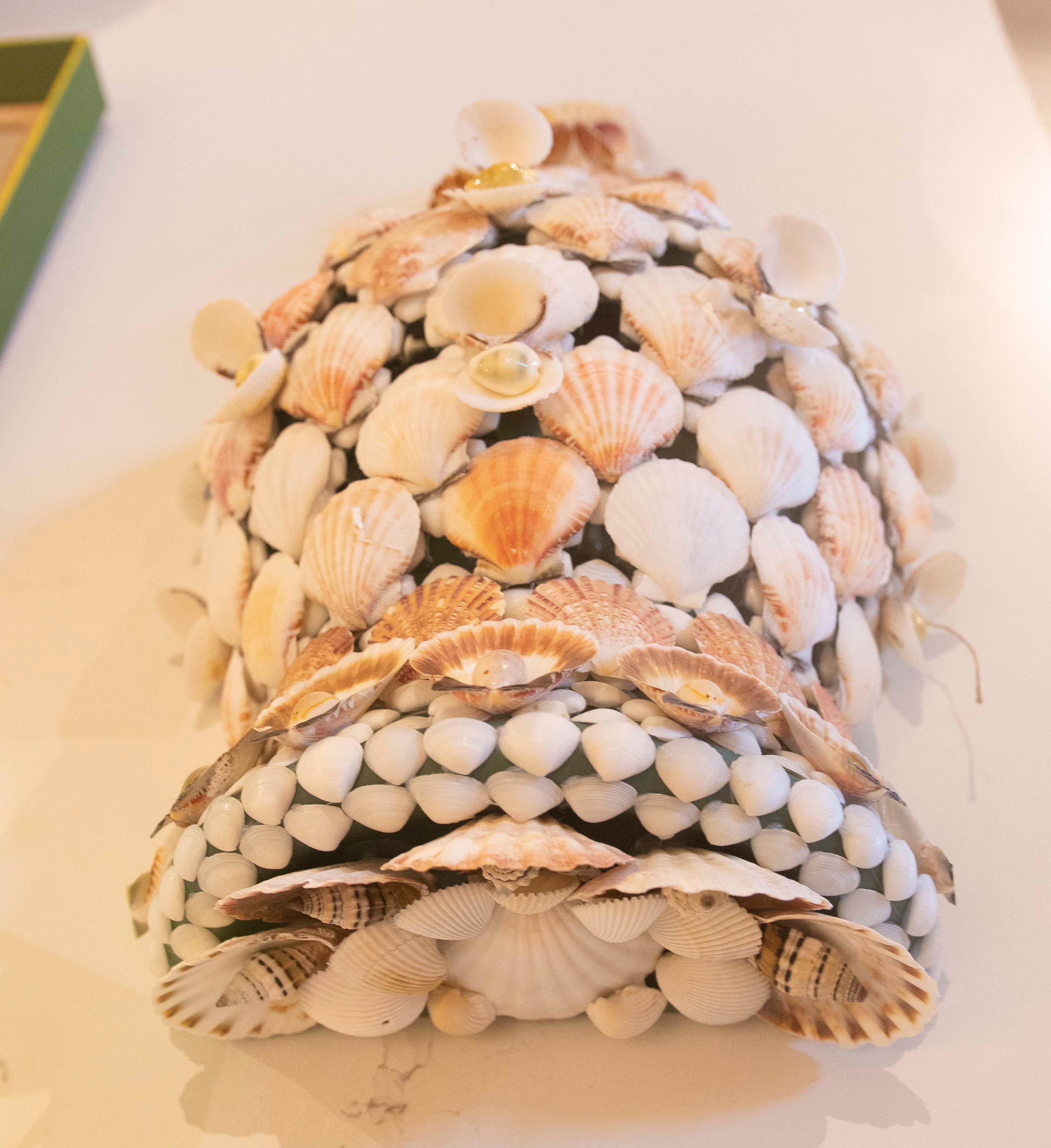 Pair of Ceramic Sconces Covered with Natural Shells For Sale 10