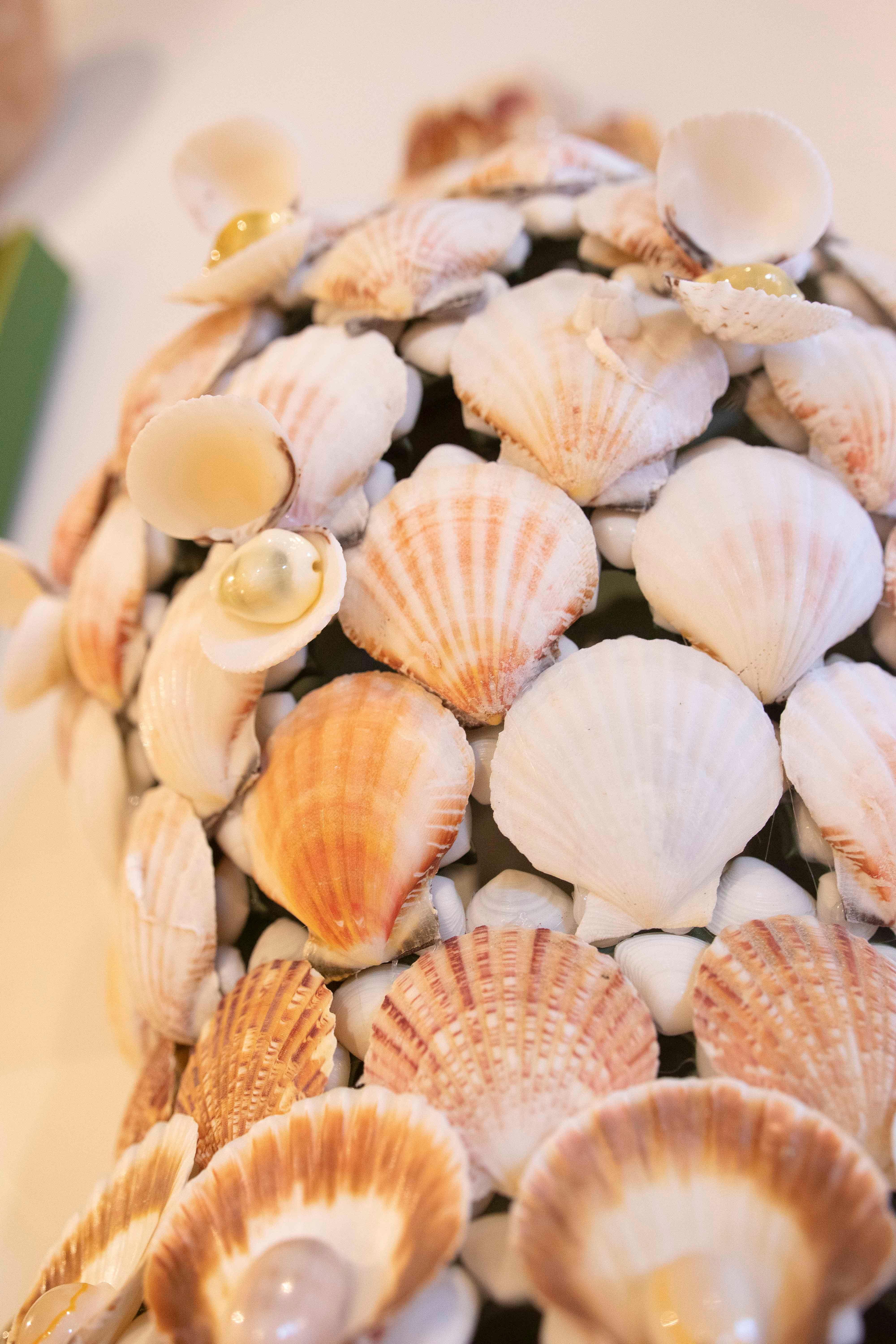 Pair of Ceramic Sconces Covered with Natural Shells For Sale 12