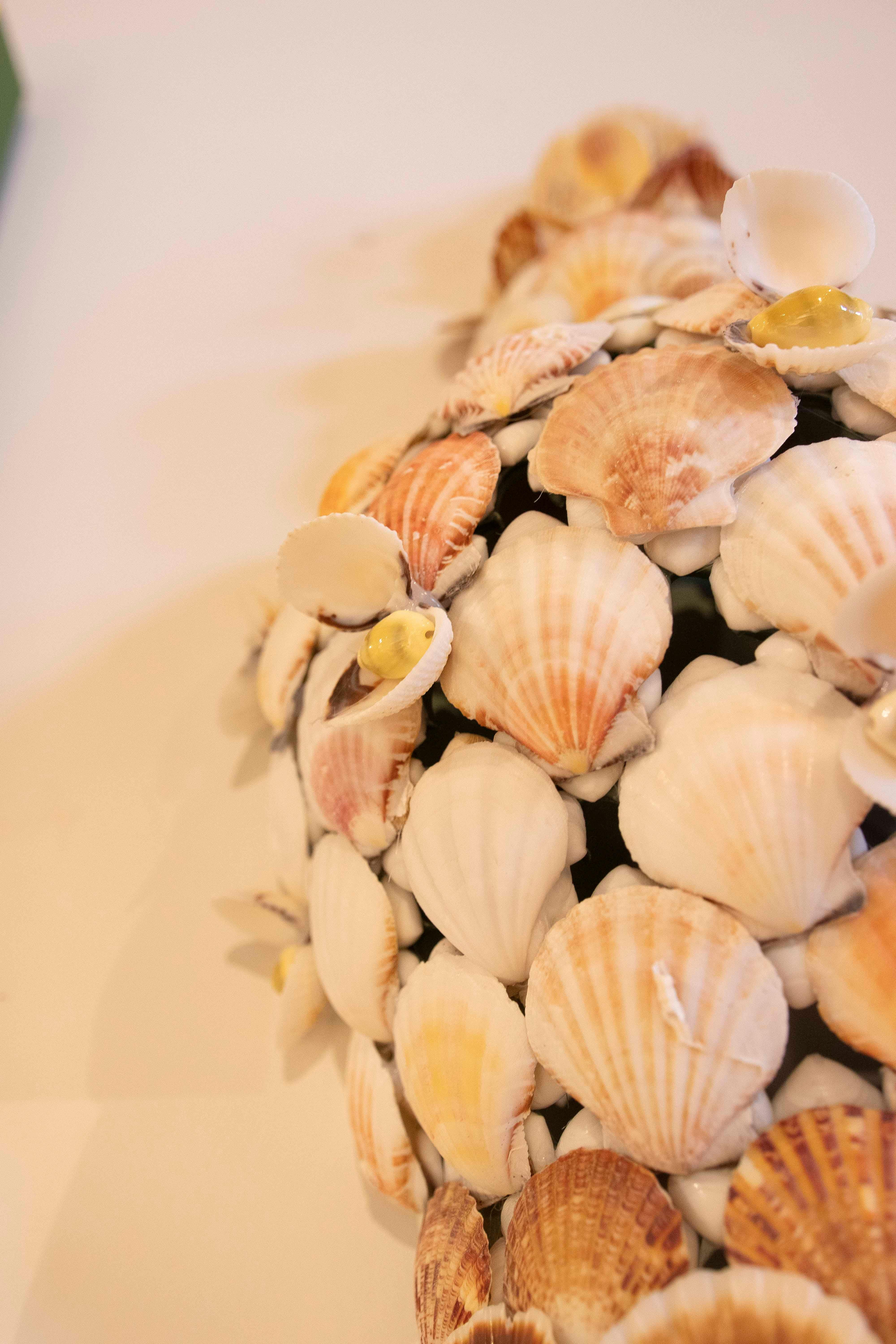 Pair of Ceramic Sconces Covered with Natural Shells For Sale 15