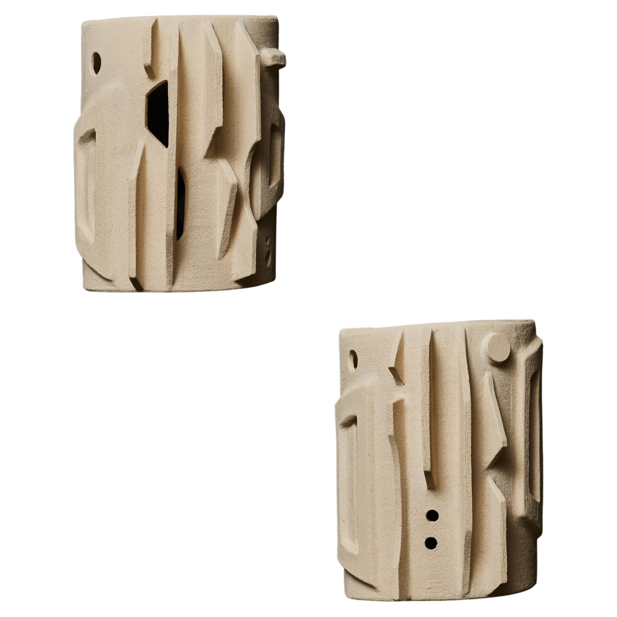 Pair of Ceramic Sculptural Wall Sconces by Olivia Cognet