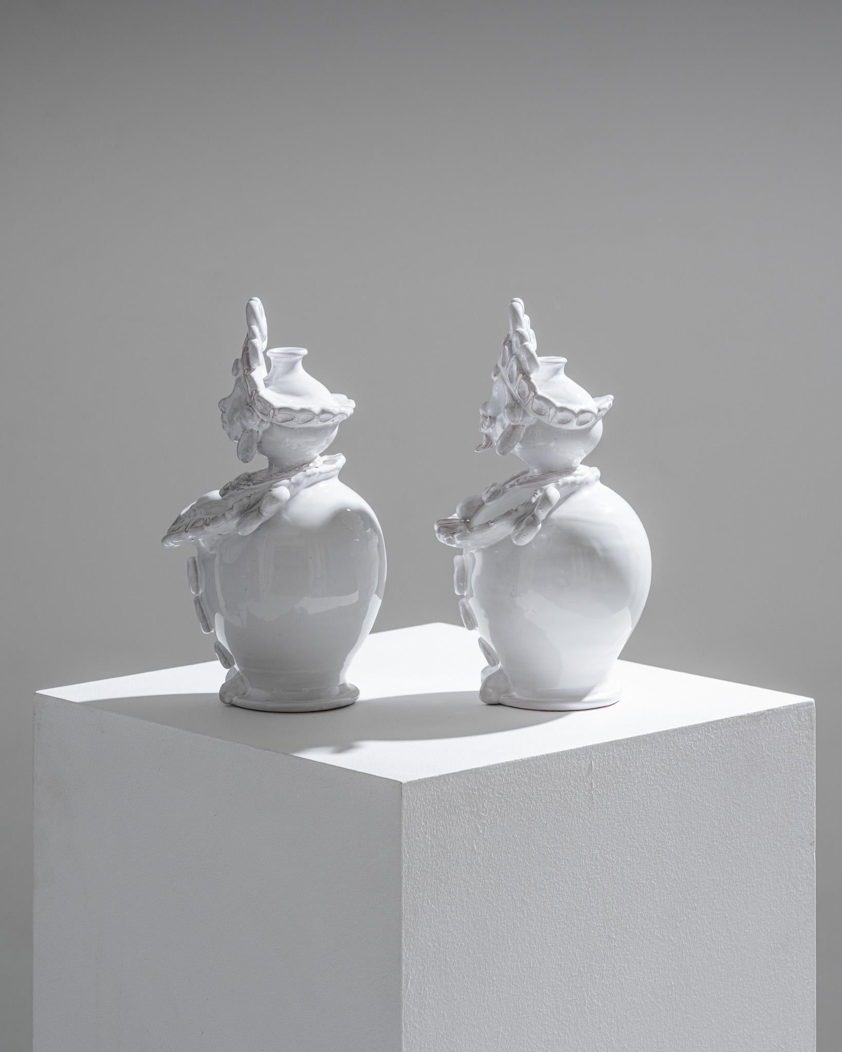 Paire de soliflores en céramique à tête de maure, 1970 Bon état - En vente à PARIS, FR