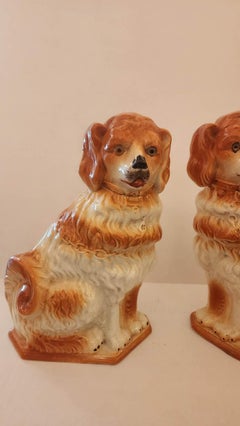 Pair of Ceramic Staffordshire Spaniel Dogs