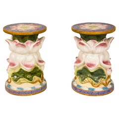 Vintage Pair of Ceramic Stools, circa 1900, France