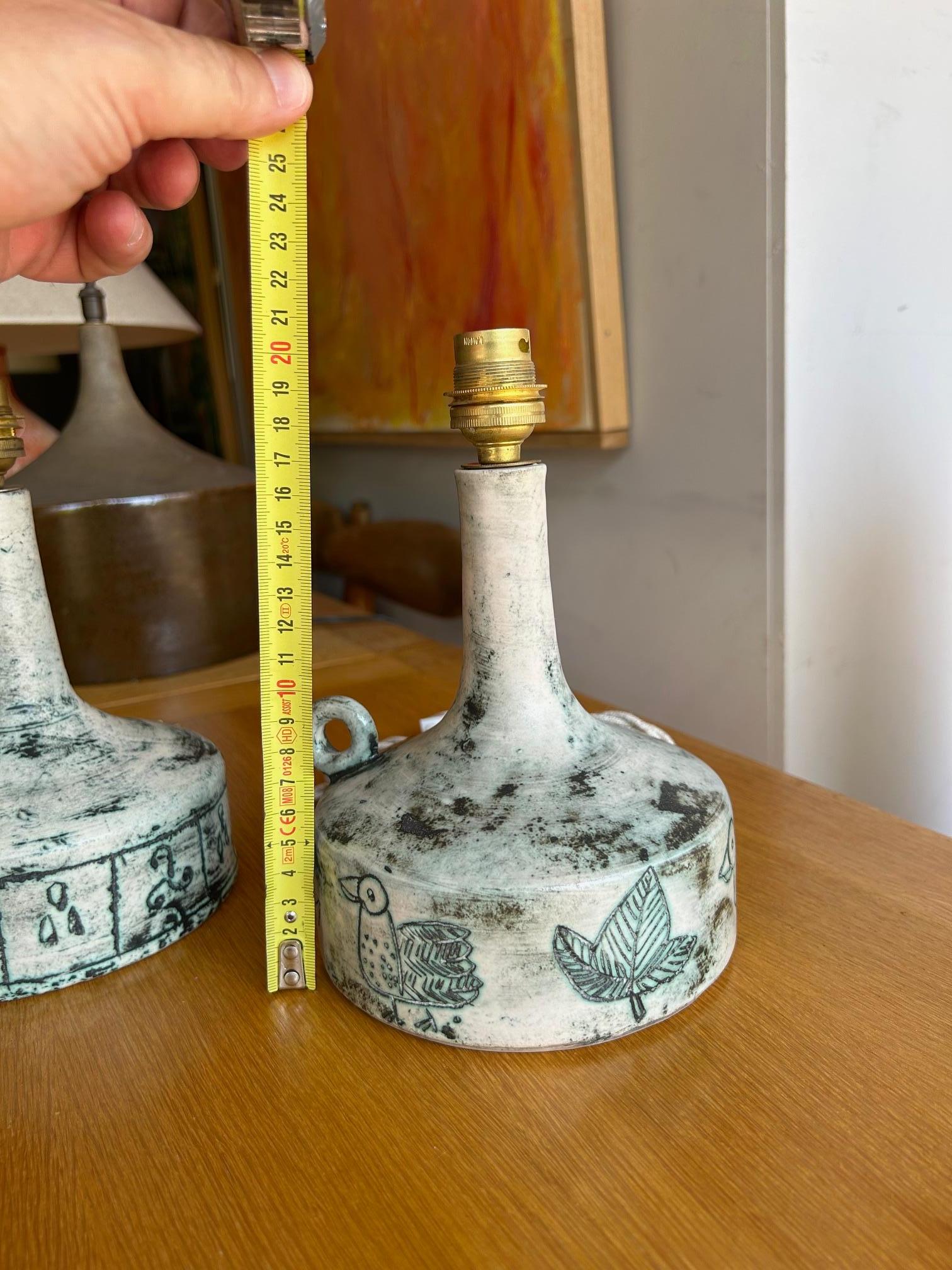 Pair of ceramic table lamp by Jacques Blin, France, 1960's For Sale 3