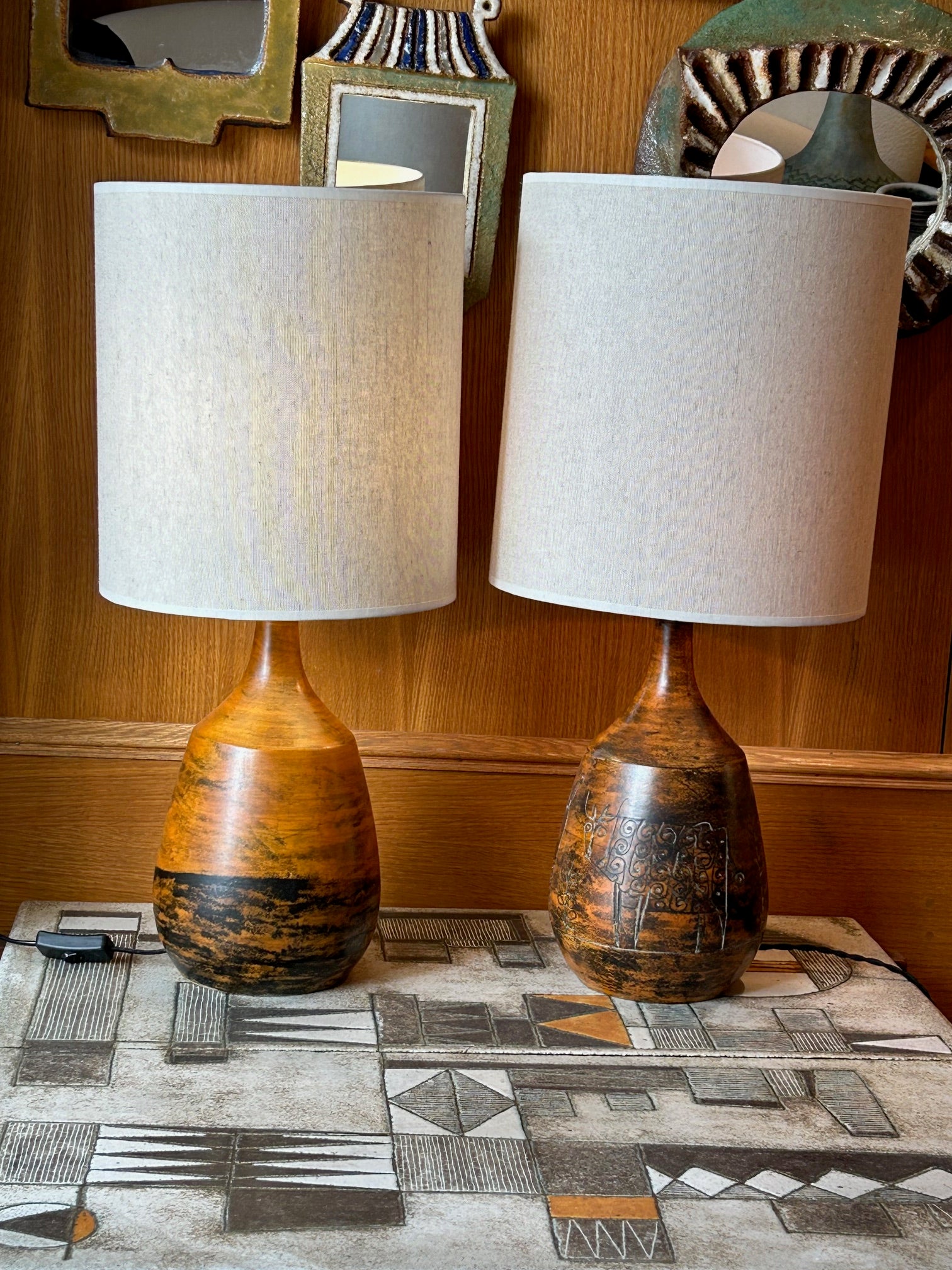 ceramic table lamp by Jacques Blin, signed, 1960's
