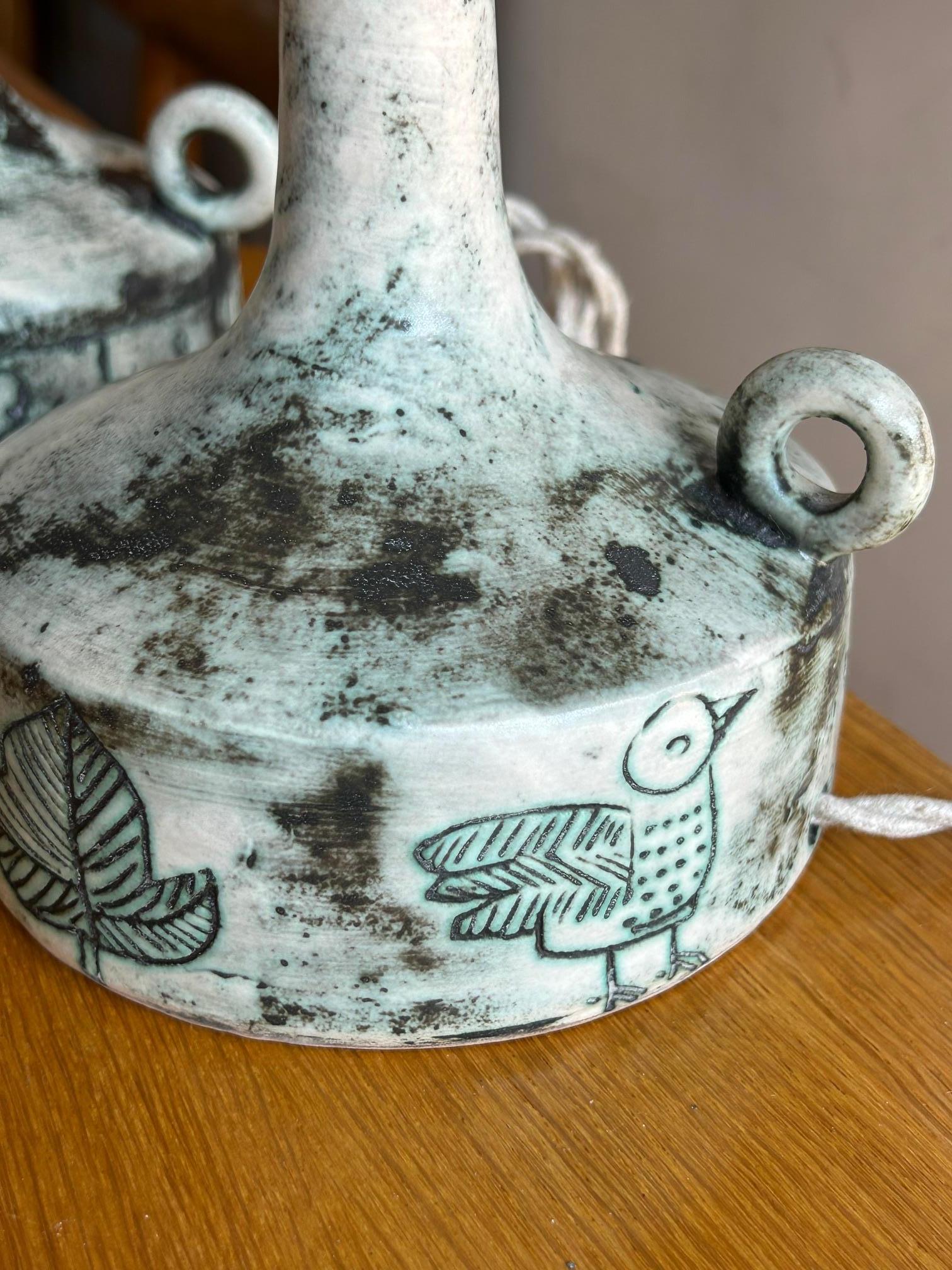 ceramic table lamp by Jacques Blin, signed, 1960's 