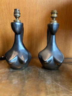 Pair of ceramic table lamp by Jacques Blin, France, 1960's