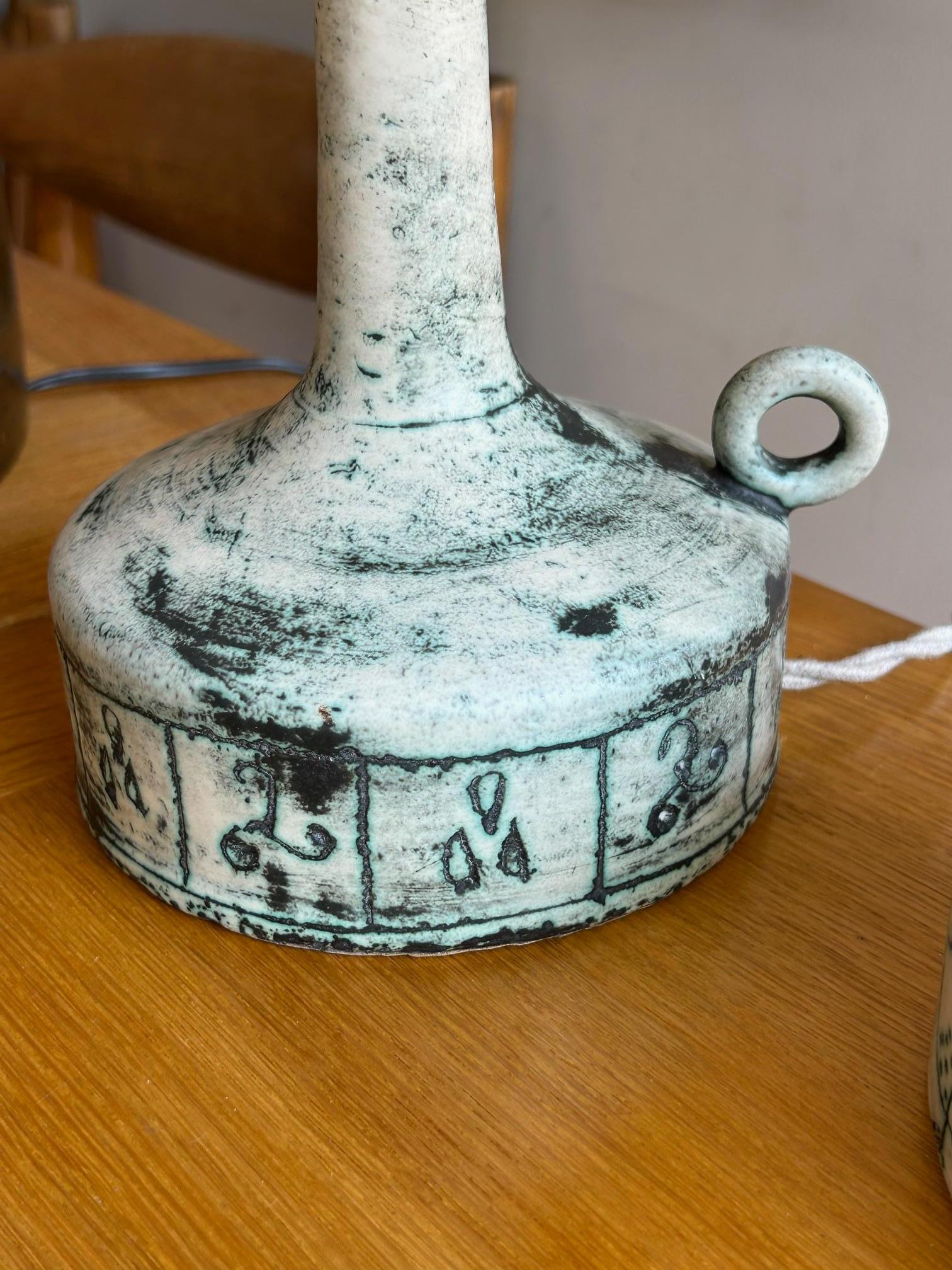 Modern Pair of ceramic table lamp by Jacques Blin, France, 1960's For Sale