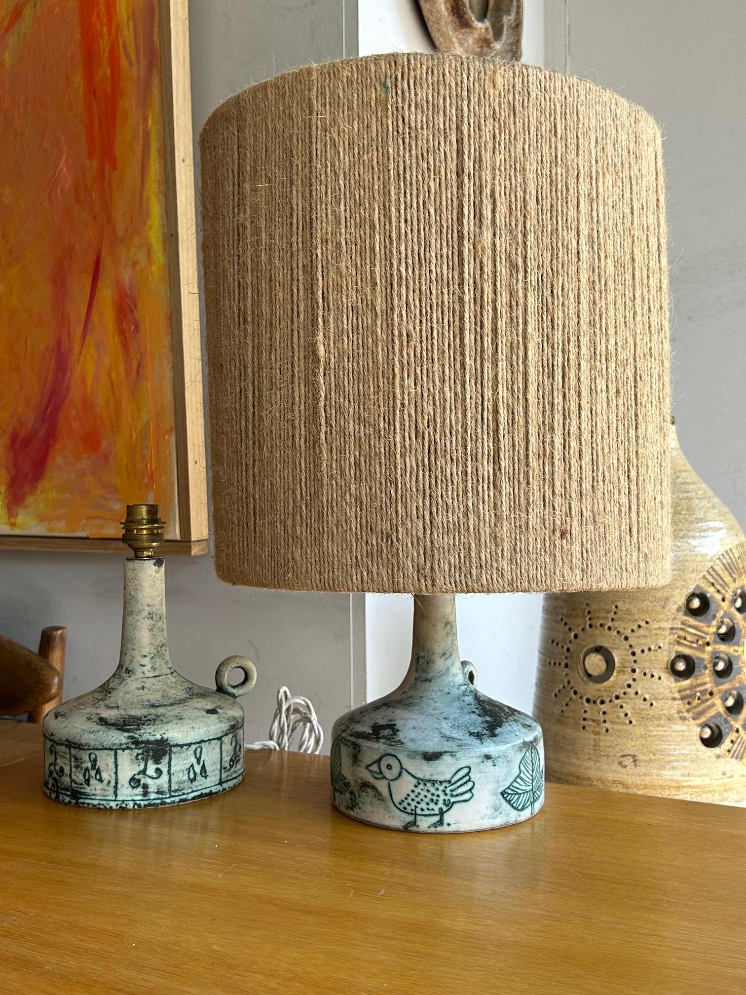 Ceramic Pair of ceramic table lamp by Jacques Blin, France, 1960's For Sale