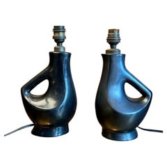 Pair of ceramic table lamp by Jacques Blin, France, 1960's