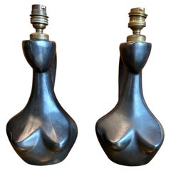 Pair of ceramic table lamp by Jacques Blin, France, 1960's