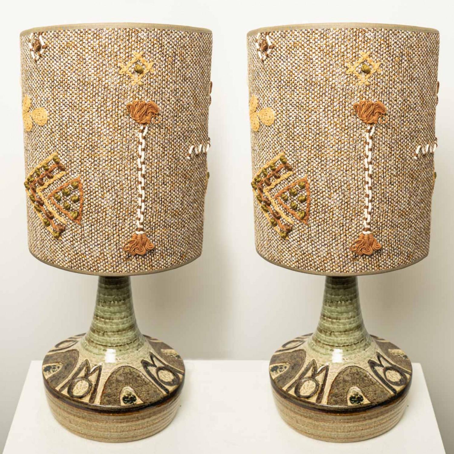 Altro Pair of Ceramic Table Lamp by Noomi Backhausen for Soholm, Denmark 1960s in vendita