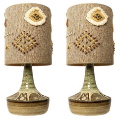 Coppia di lampade da tavolo in ceramica di Noomi Backhausen per Soholm, Danimarca anni '60