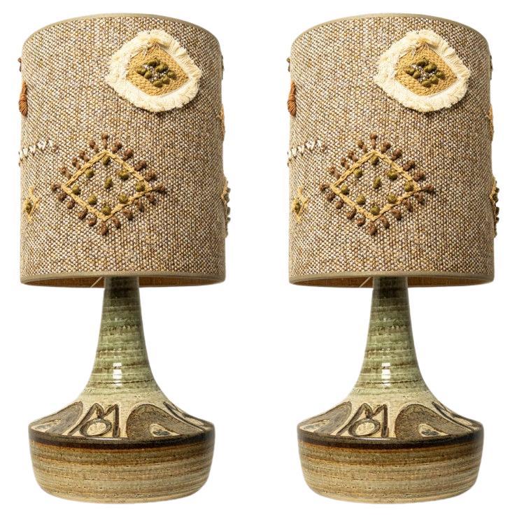 Pair of Ceramic Table Lamp by Noomi Backhausen for Soholm, Denmark 1960s