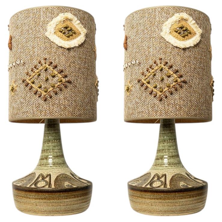 Pair of Ceramic Table Lamp by Noomi Backhausen for Soholm, Denmark 1960s For Sale