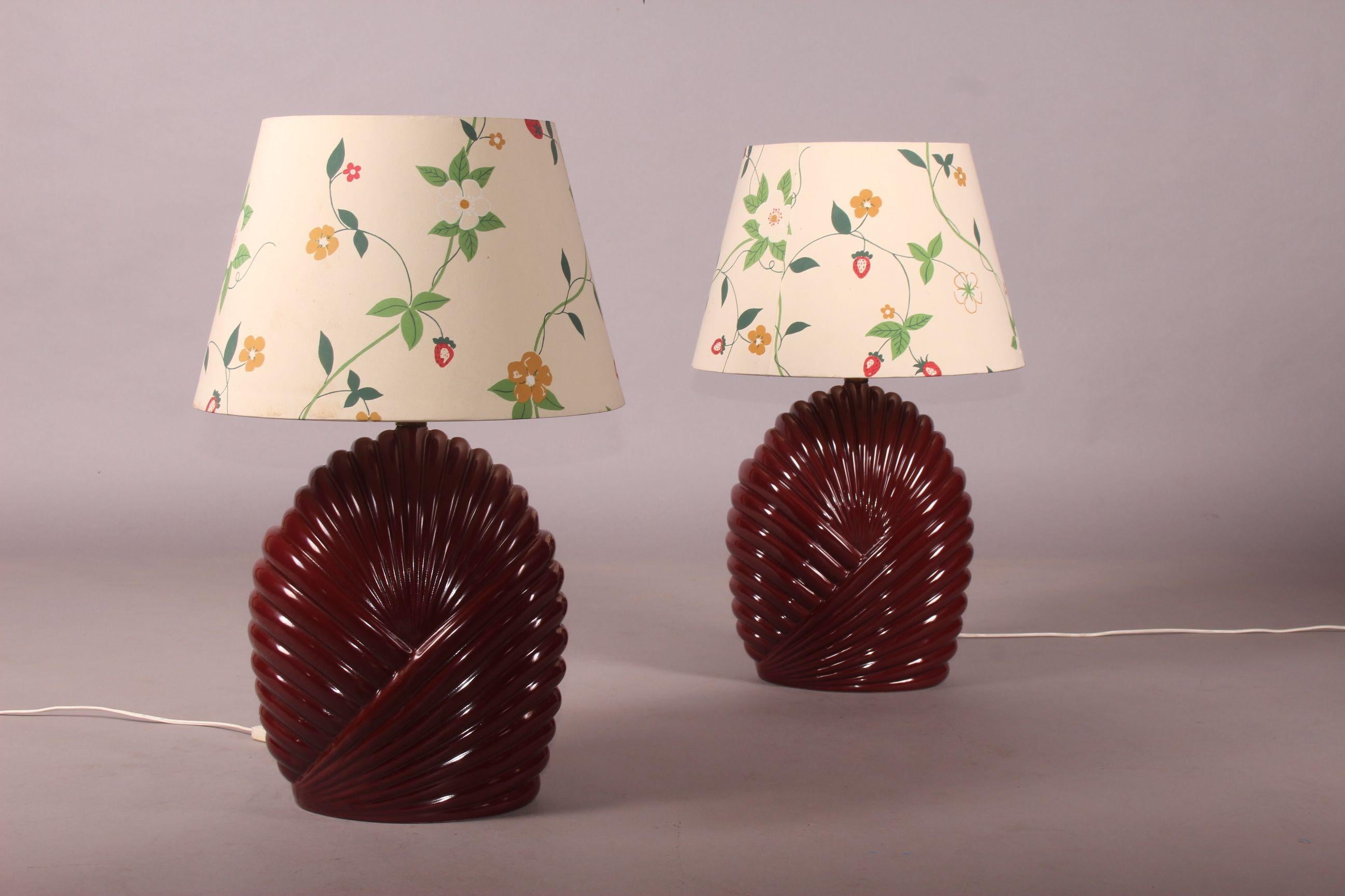 Pair of Arpex ceramic table lamp, dimensions without shade H 50 cm.