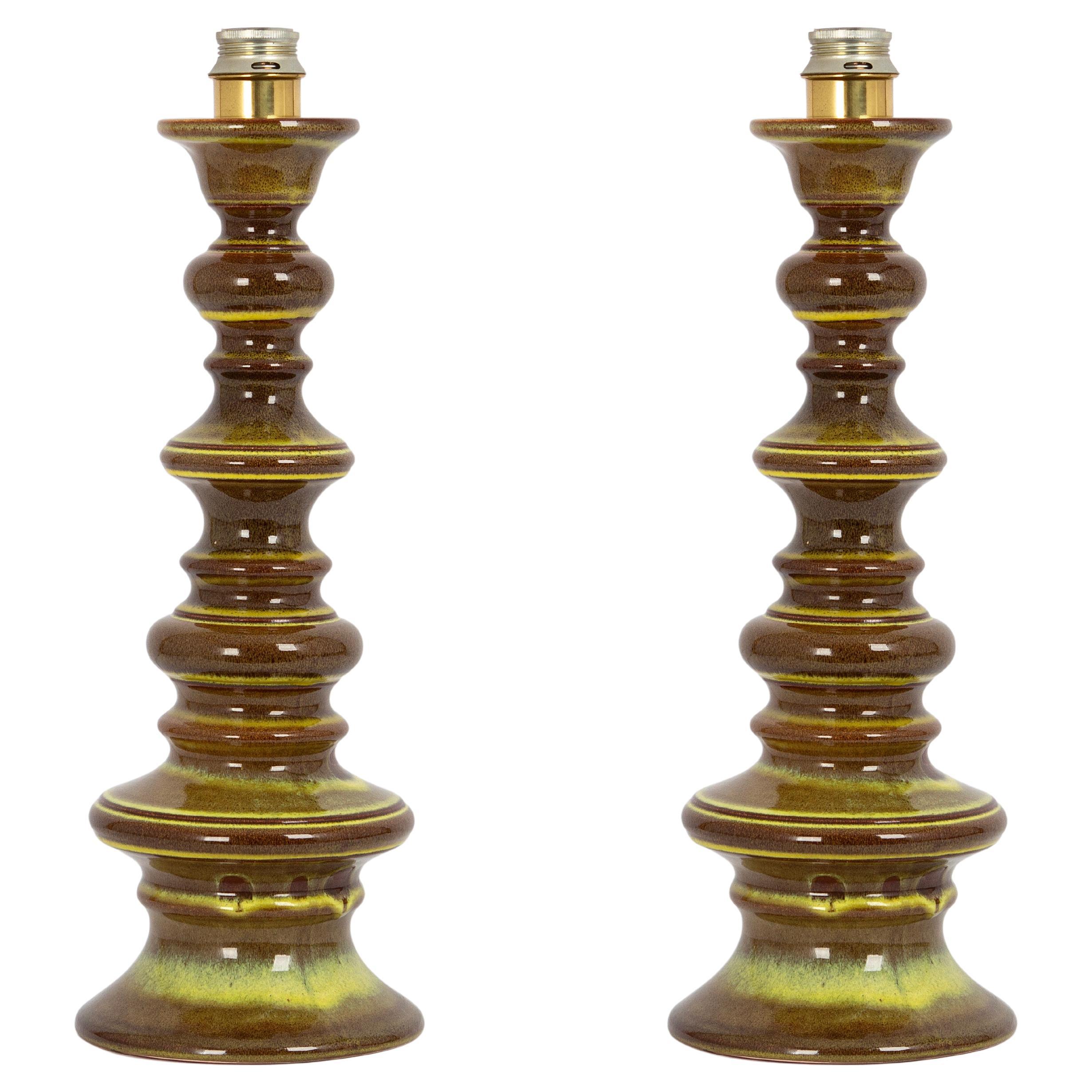 Coppia di lampade da tavolo in ceramica, Germania, anni '70