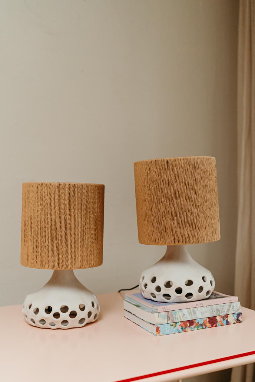 Contemporary Pair of Ceramic Table Lamps. 