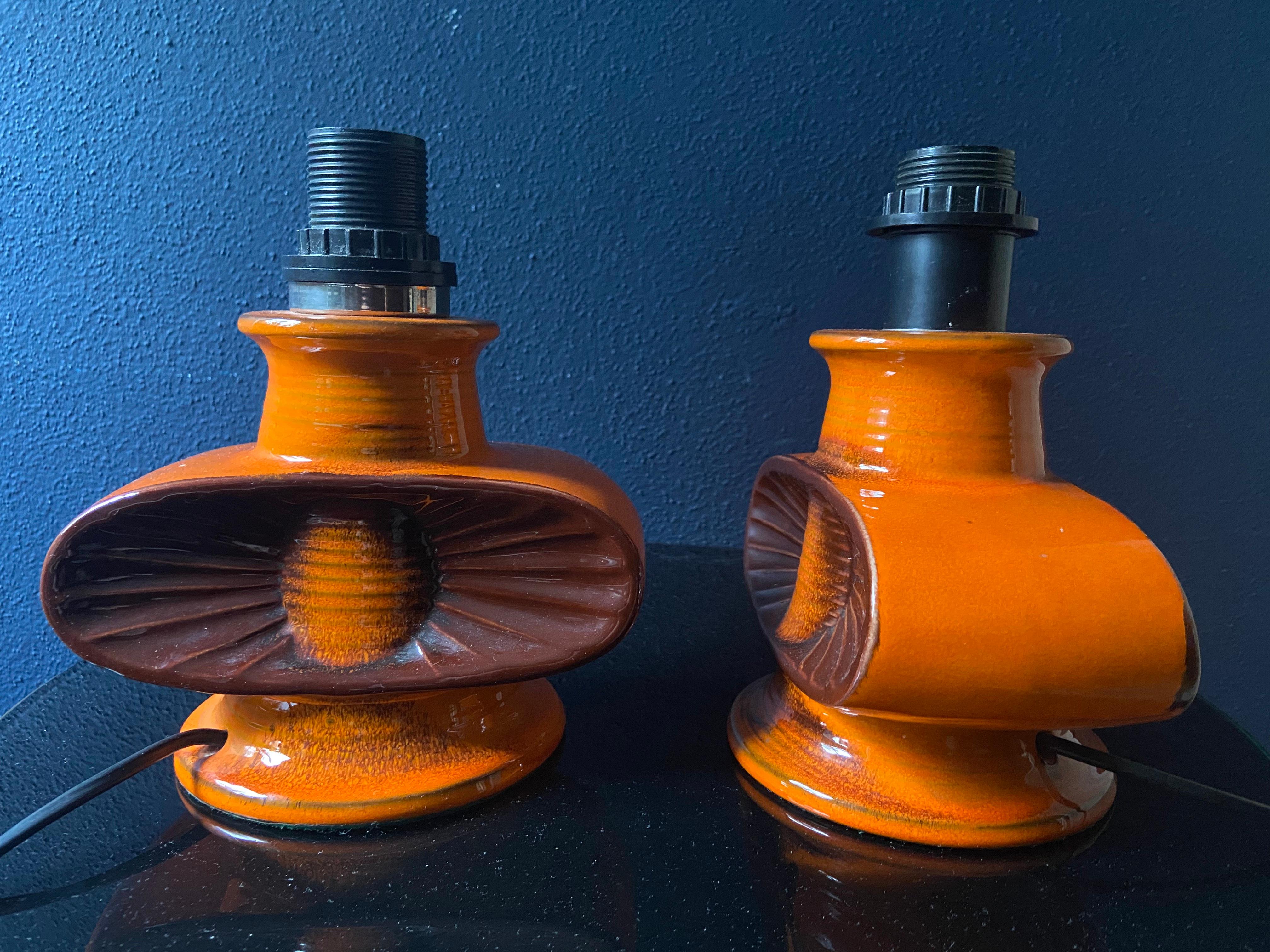 Tedesco Coppia di lampade da tavolo in ceramica, West German Pottery, anni '70 in vendita