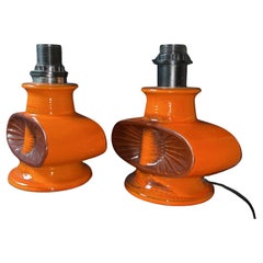 Pair of Ceramic Table Lamps, 1970s West-German Pottery