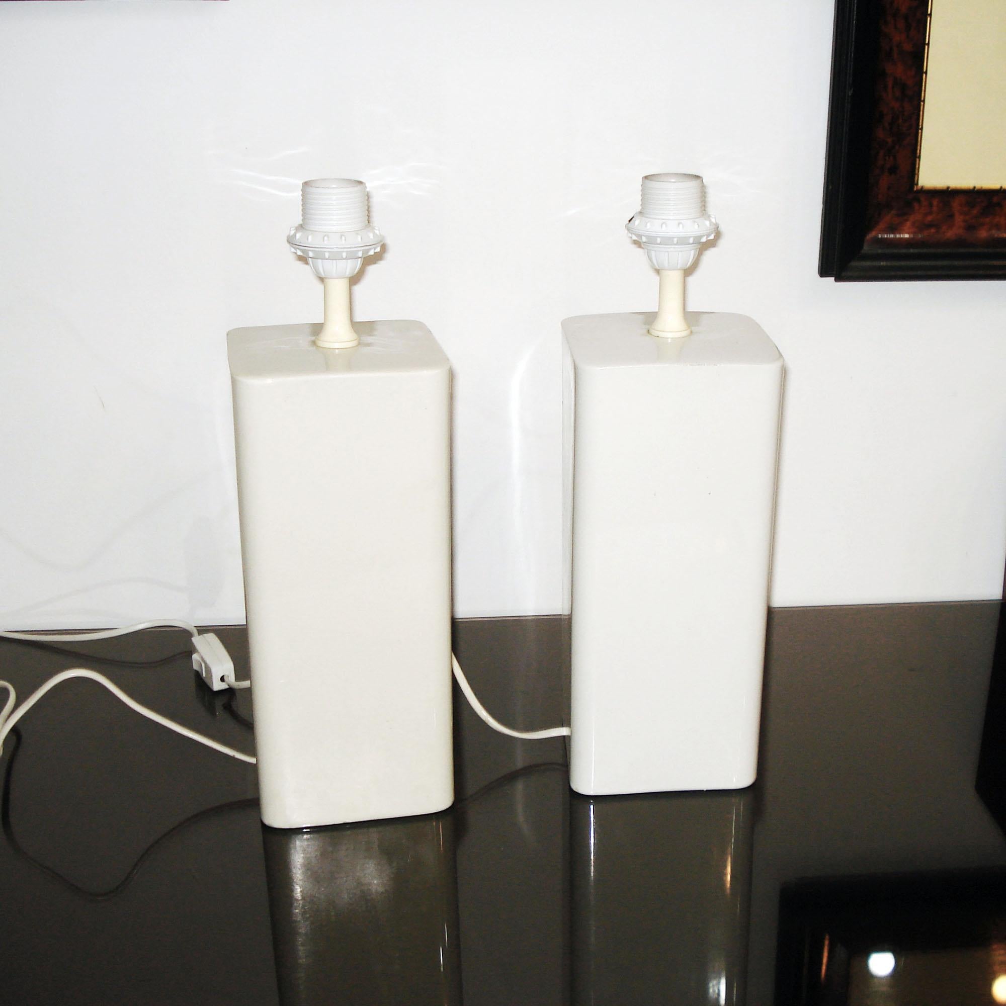 Paire de lampes de table en céramique décorées de bambou par Nordiska Kompaniet, Suède années 1960 Bon état - En vente à Bochum, NRW