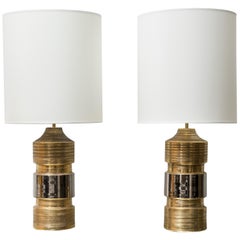 Pair of Ceramic Table Lamps by Bitossi for Bergboms