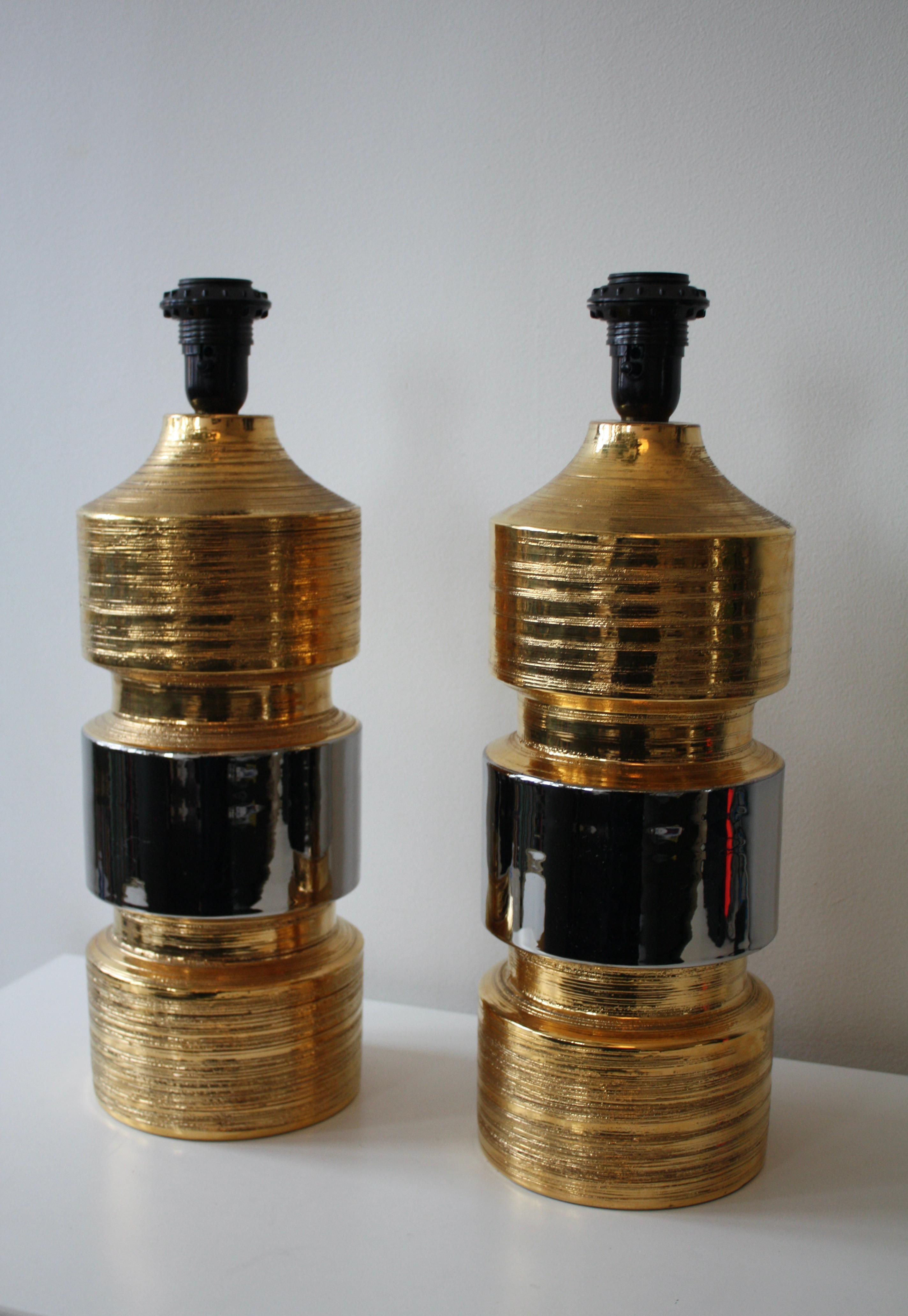 Paire de lampes de table en céramique par Bitossi pour Bergboms, Italie/Suède, années 1960/70 en vente 2