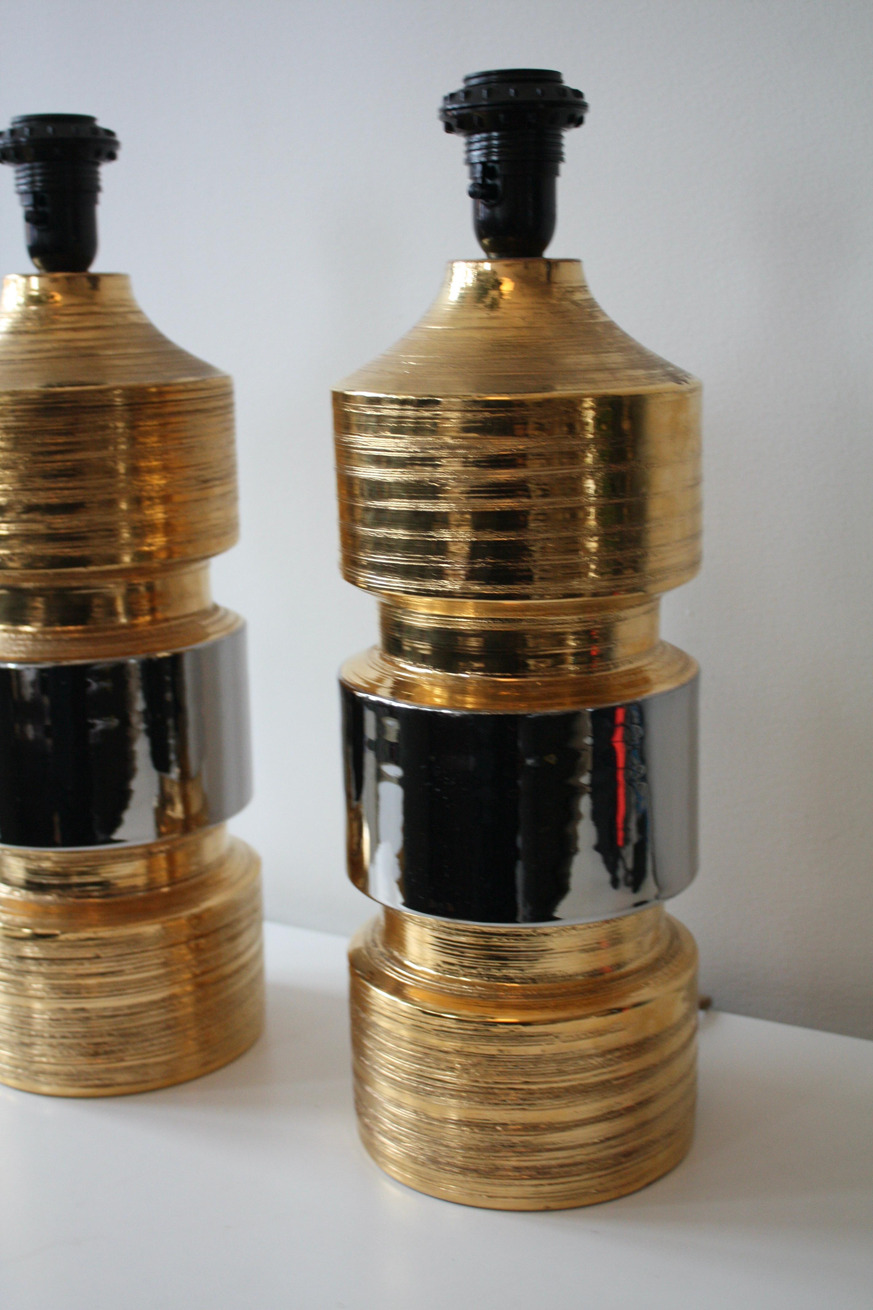 Paire de lampes de table en céramique par Bitossi pour Bergboms, Italie/Suède, années 1960/70 en vente 5