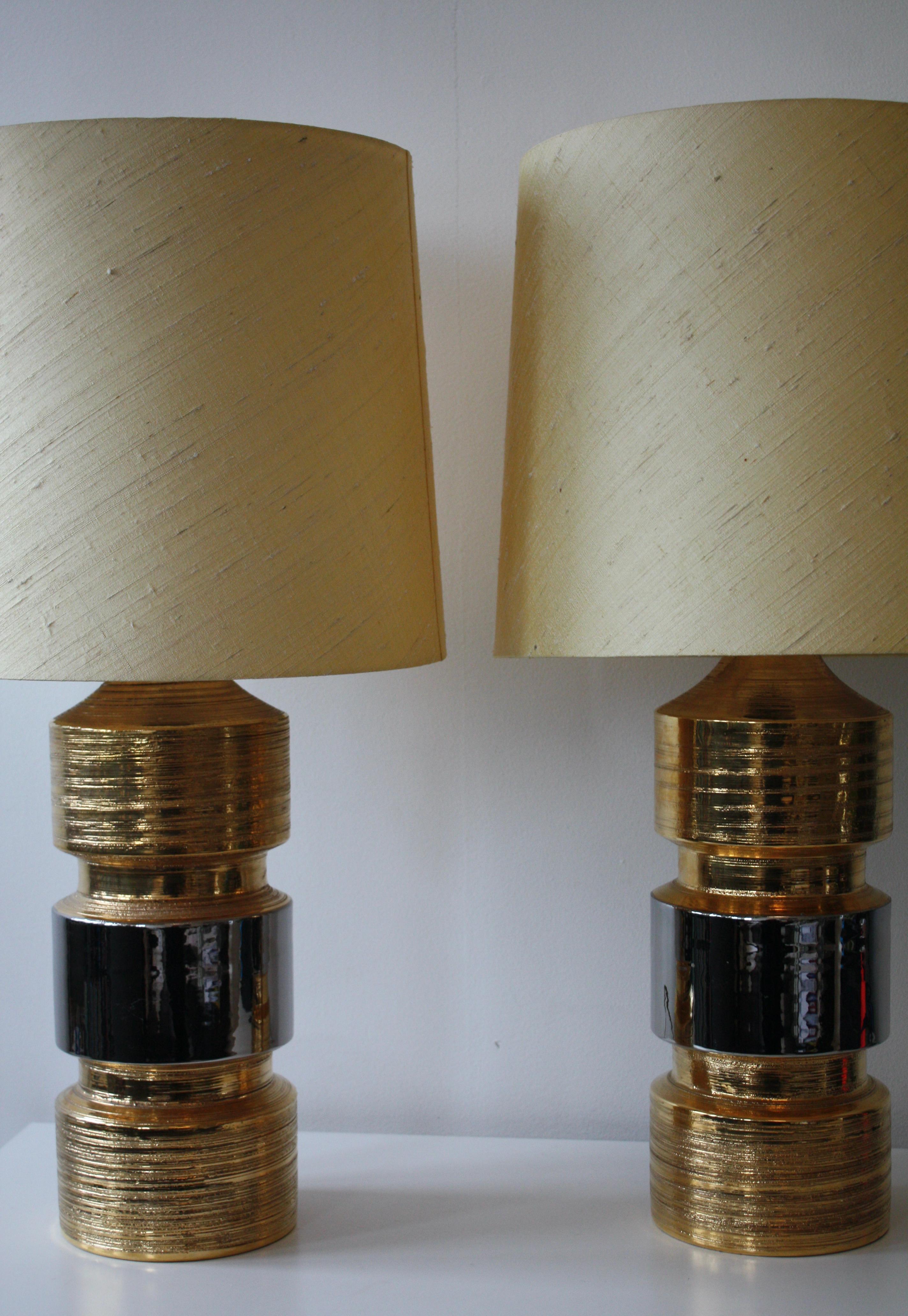 Mid-Century Modern Paire de lampes de table en céramique par Bitossi pour Bergboms, Italie/Suède, années 1960/70 en vente