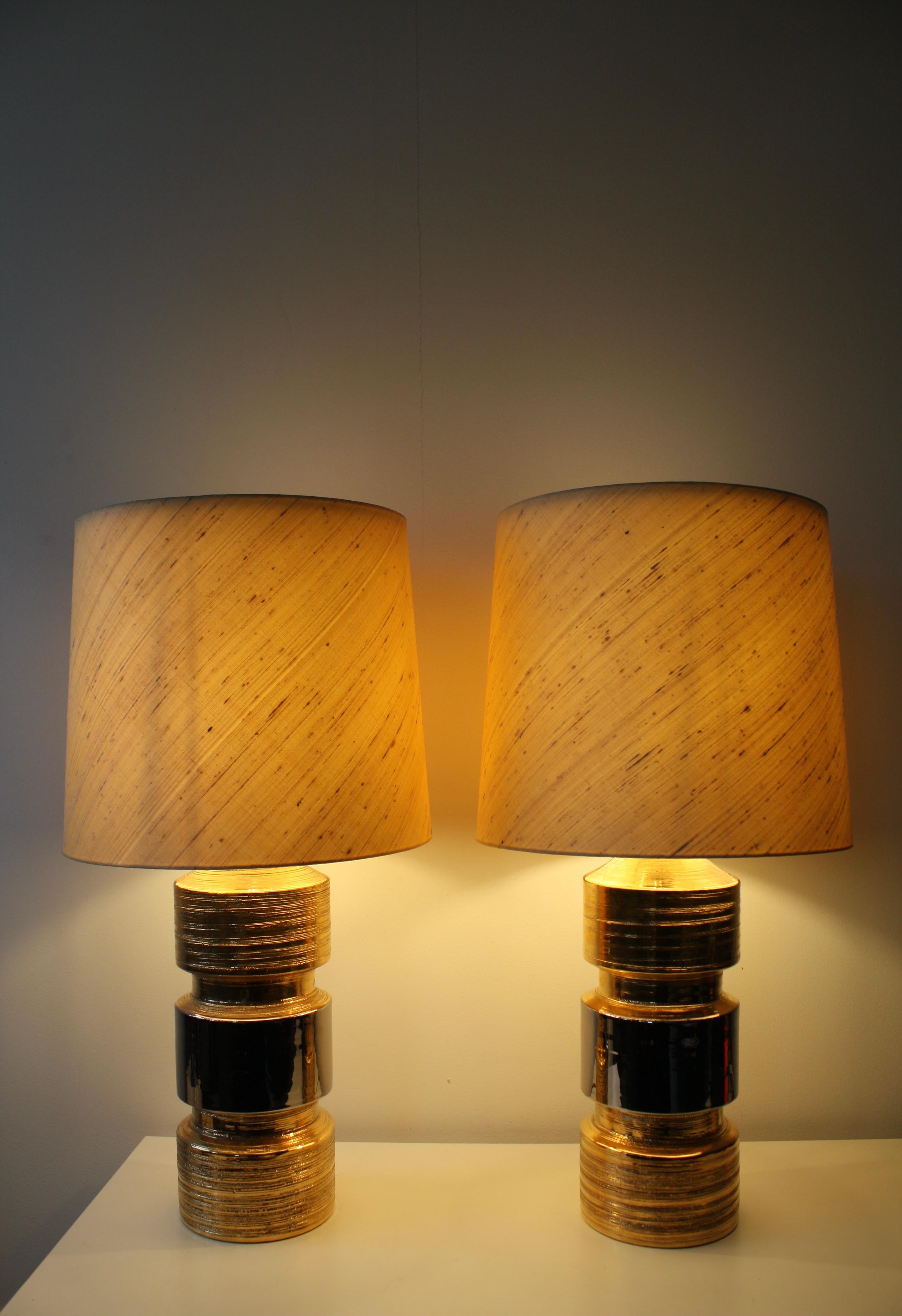 Fin du 20e siècle Paire de lampes de table en céramique par Bitossi pour Bergboms, Italie/Suède, années 1960/70 en vente