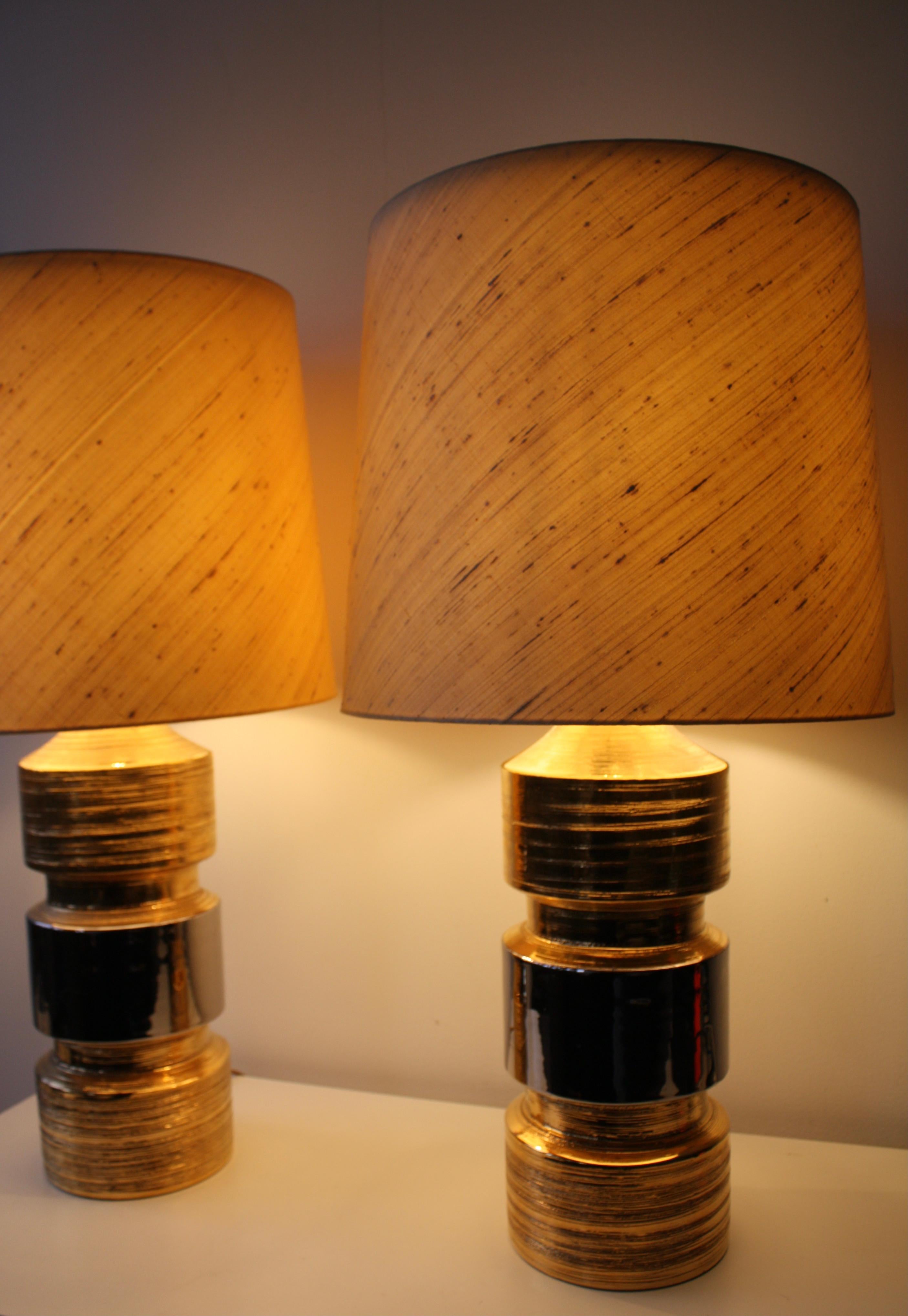 Céramique Paire de lampes de table en céramique par Bitossi pour Bergboms, Italie/Suède, années 1960/70 en vente