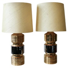 Pair of Ceramic Table Lamps by Bitossi for Bergboms, Italy/Sweden, 1960s/70s
