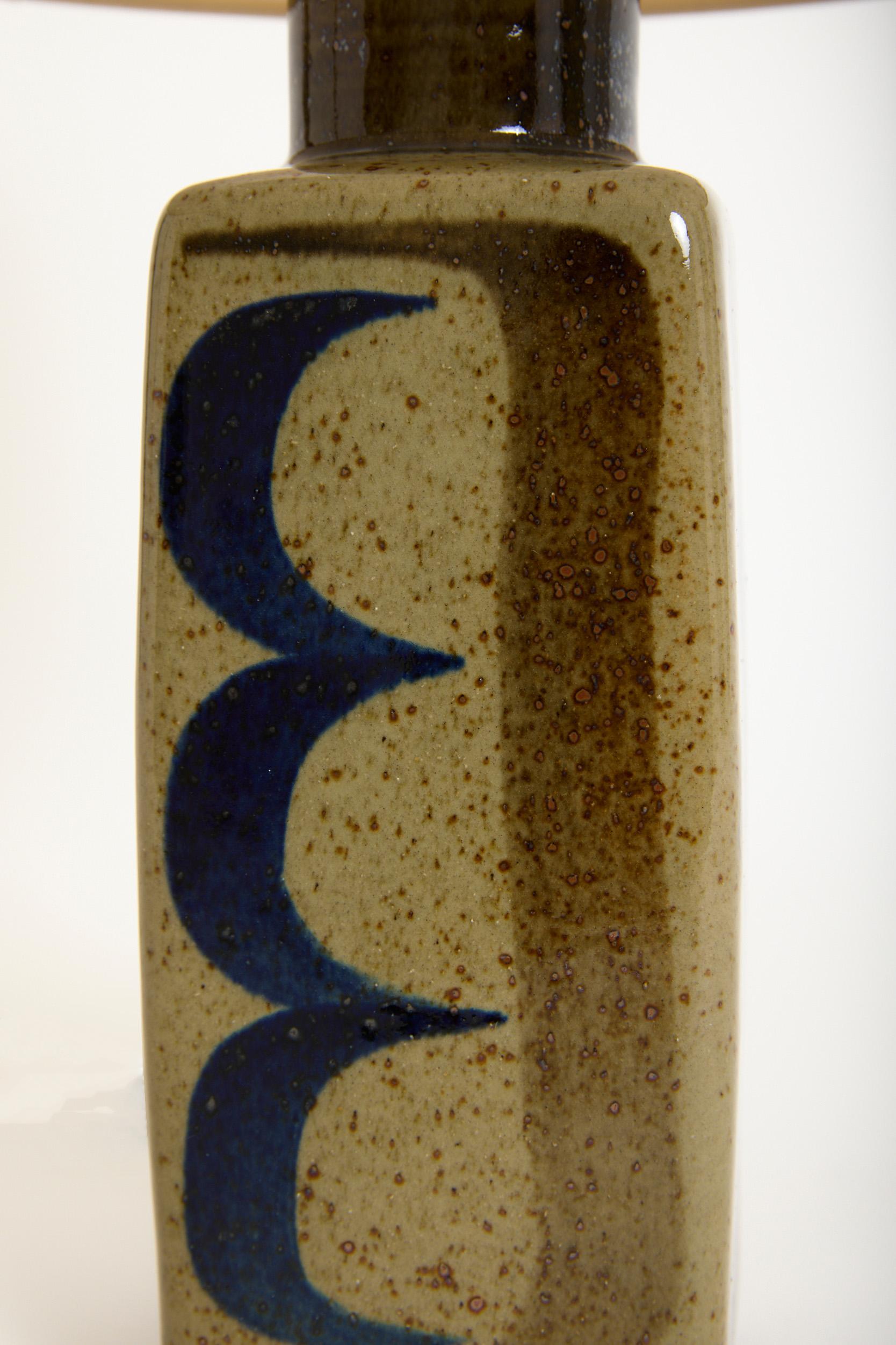 Hand-Painted Pair of Ceramic Table Lamps by Carl-Harry Stålhane (1920-1990) For Sale