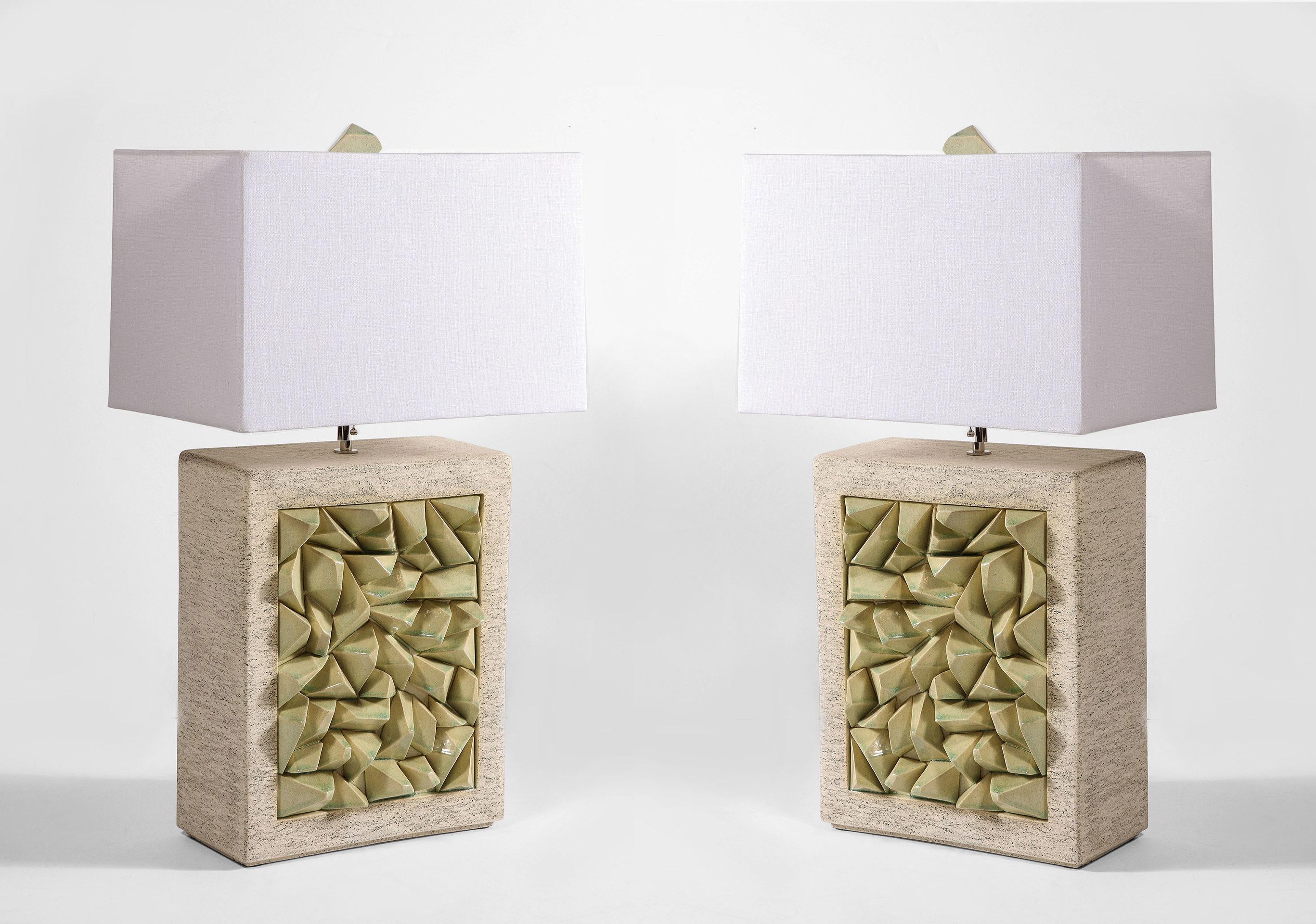 Pair of Ceramic Table Lamps by Colleen Carlson In New Condition For Sale In New York, NY