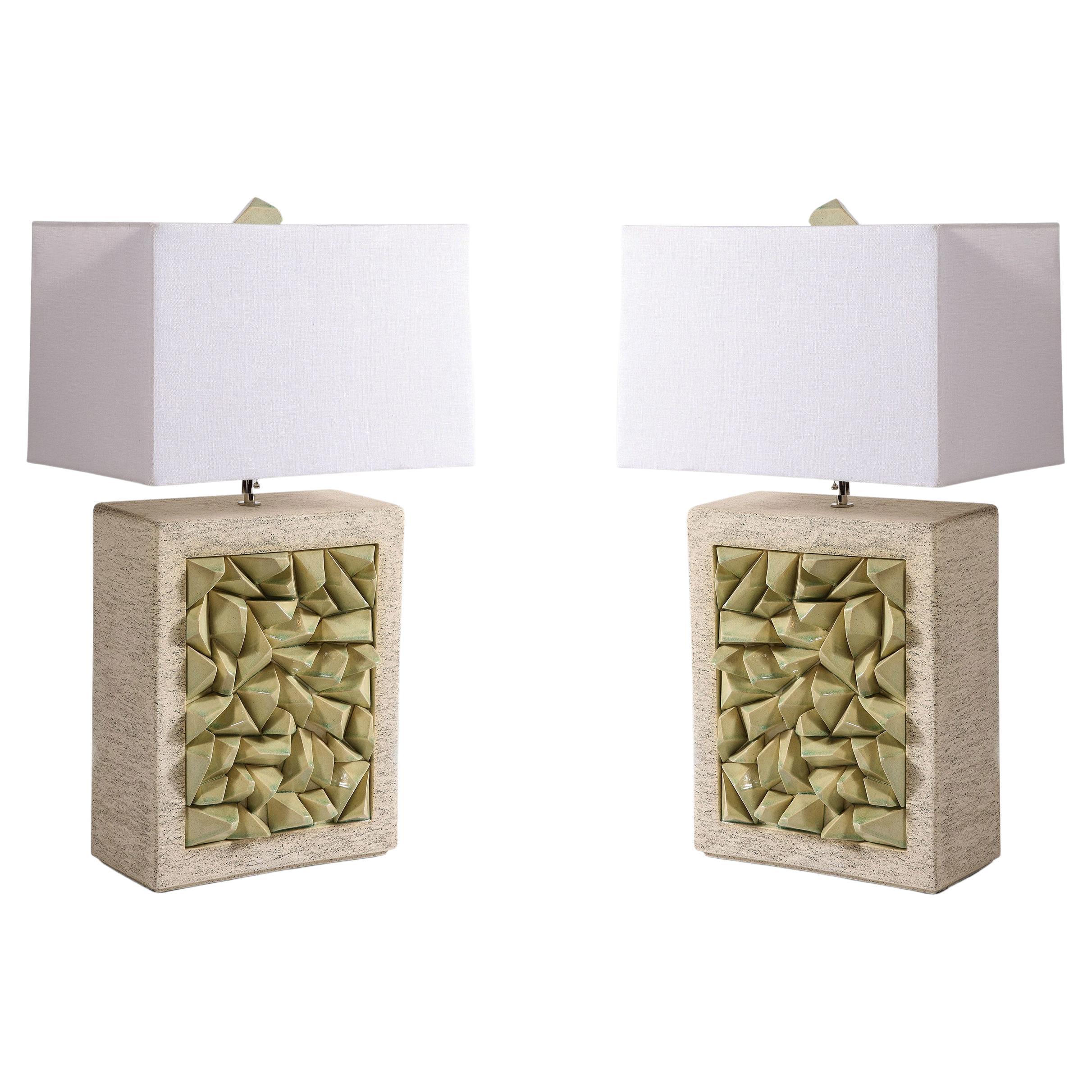 Pair of Ceramic Table Lamps by Colleen Carlson For Sale