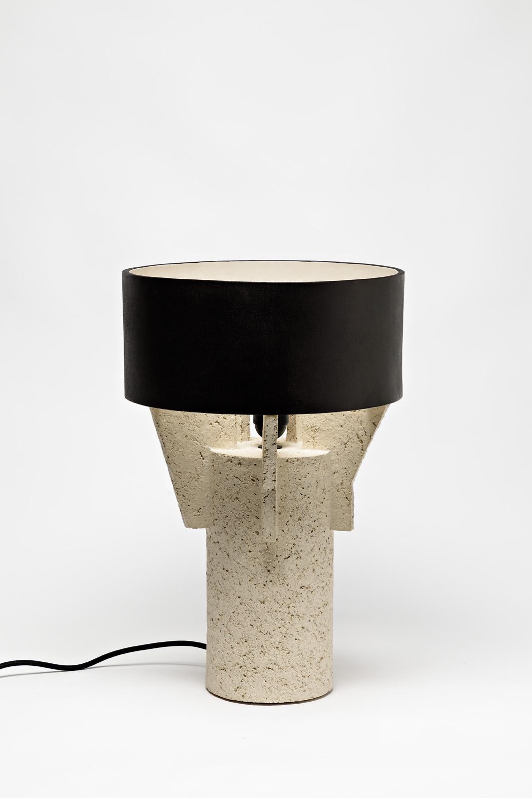 Beaux Arts Pair of Ceramic Table Lamps by Denis Castaing with Brown Glaze, 2019