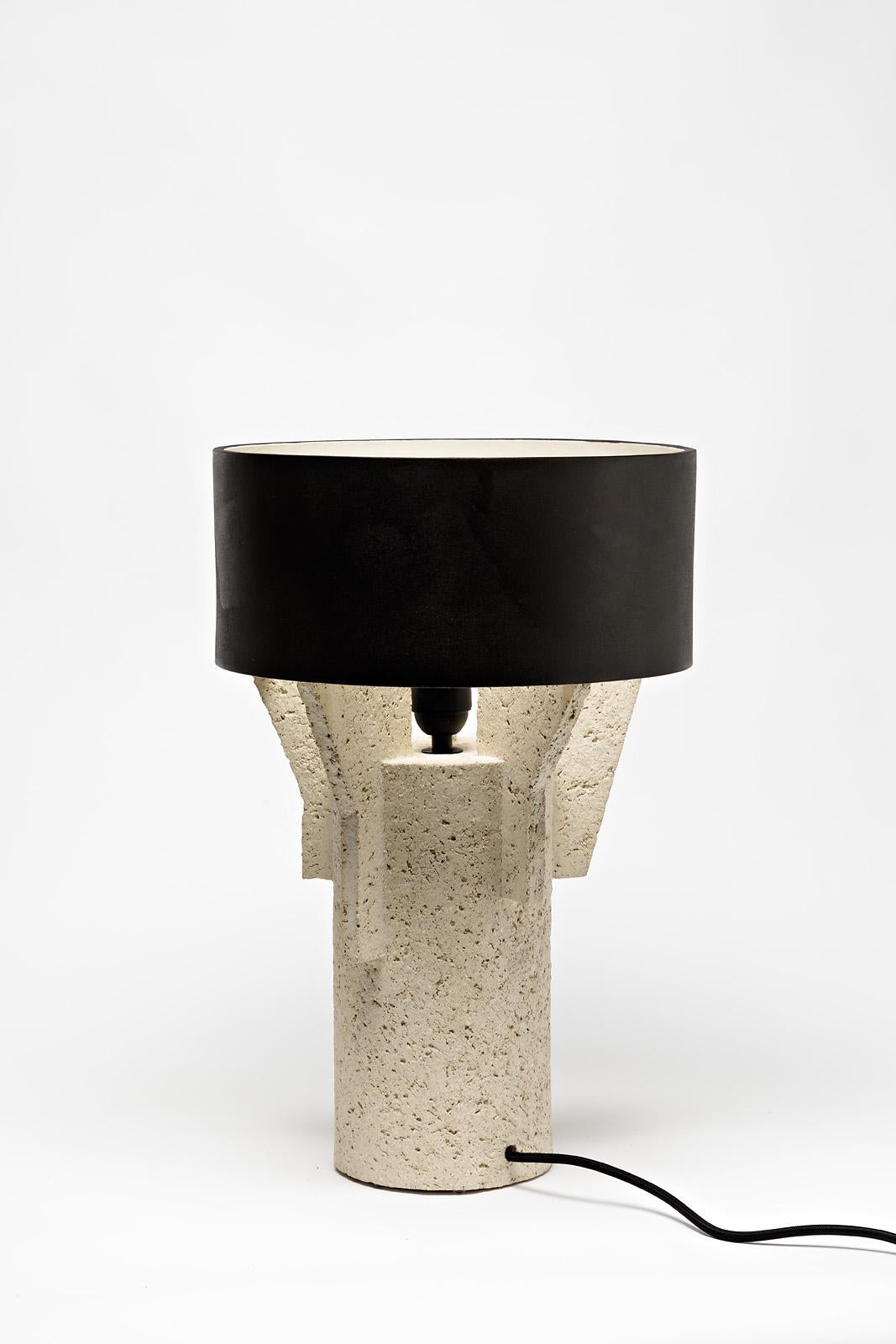 Contemporary Pair of Ceramic Table Lamps by Denis Castaing with Brown Glaze, 2019
