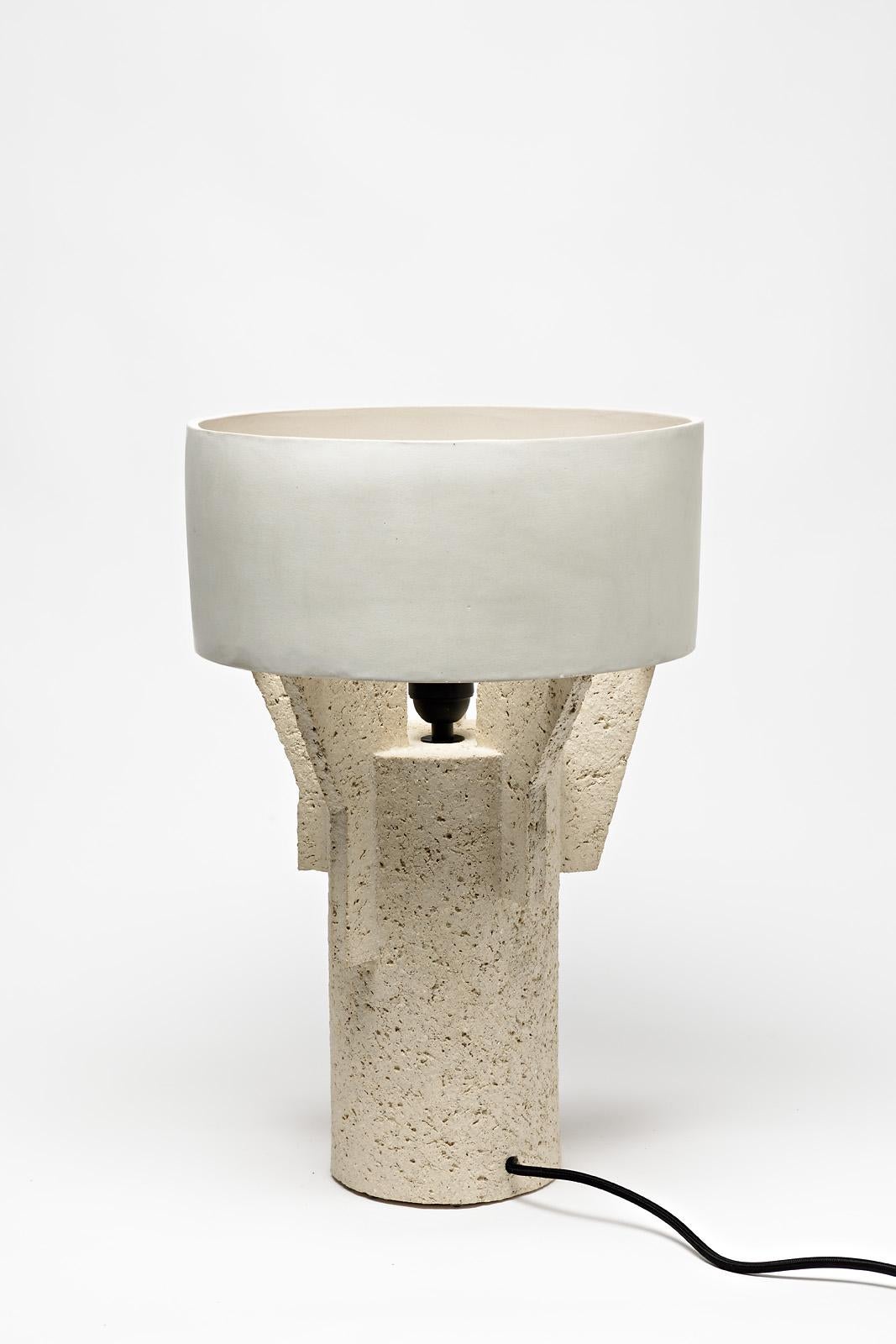 Pair of Ceramic Table Lamps by Denis Castaing with Brown Glaze, 2019 2