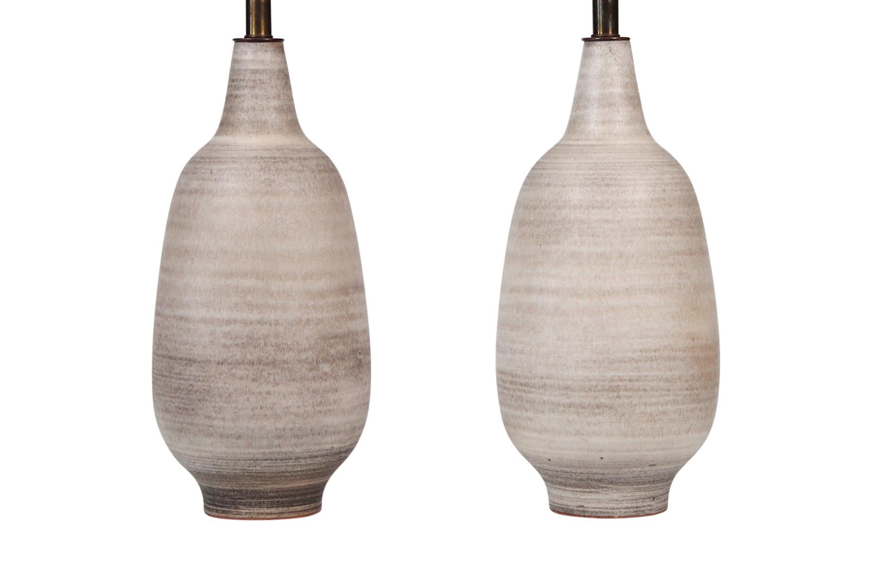 Mid-Century Modern Pair of Ceramic Table Lamps by Design Technics